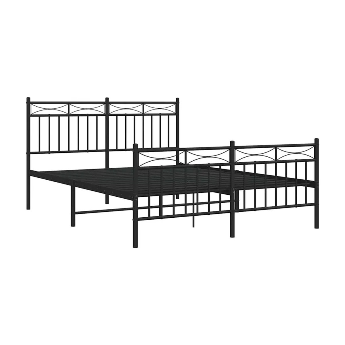 Vidaxl Metallbettgestell mit Kopfteil und Fußteil in Schwarz im Industrial-Stil, B/T/H: 135 x 190 cm - Bild 2