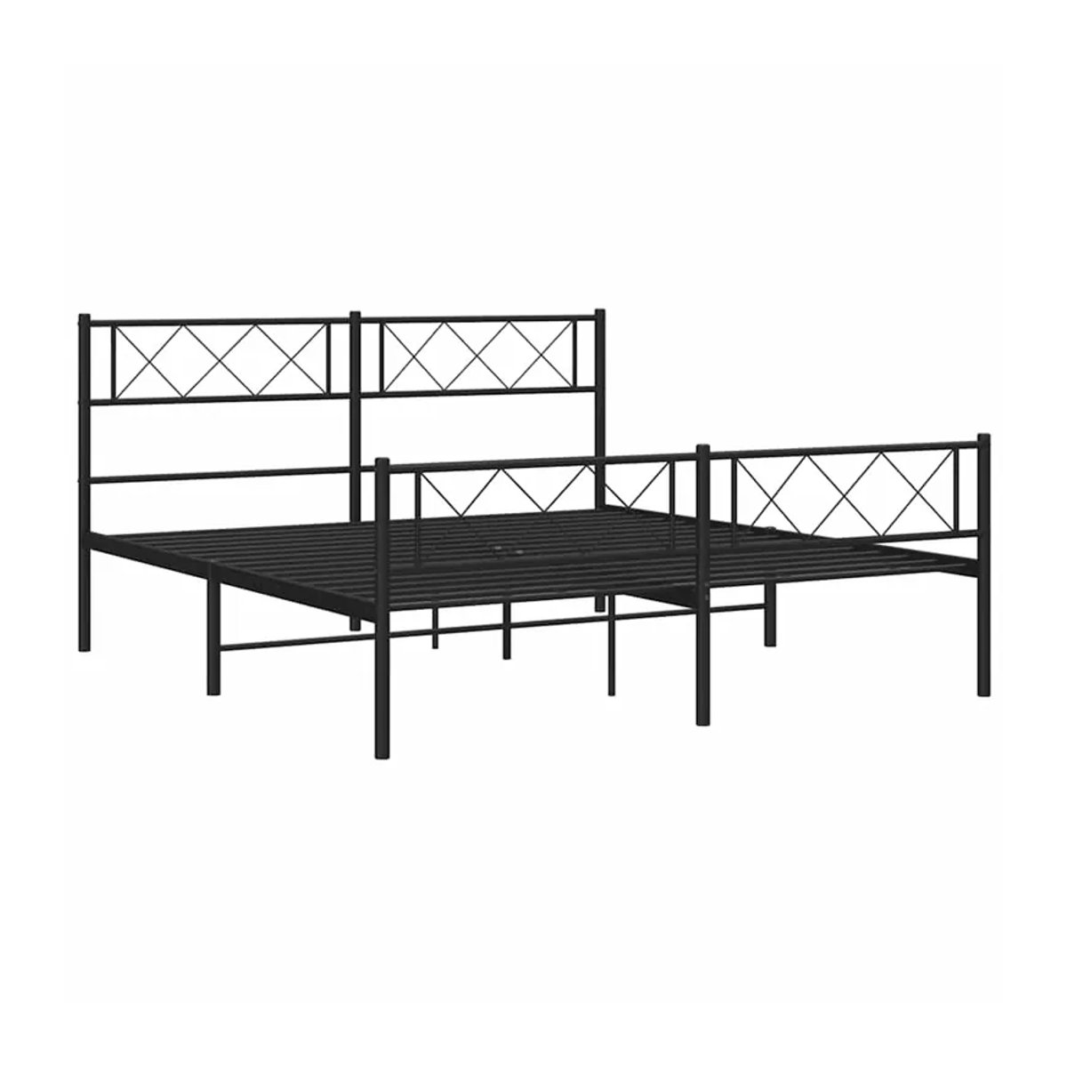 Vidaxl Metallbettgestell mit Kopfteil und Fußteil in Schwarz im klassischen Industrial-Design, B/T/H: 135 x 190 cm - Bild 2
