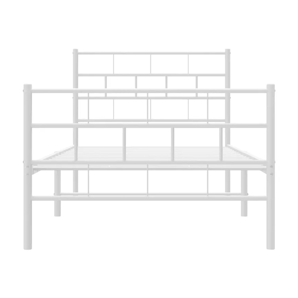 Vidaxl Metallbettgestell mit Kopfteil und Fußteil in Weiß, B/T/H: 107 x 203 cm - Bild 2