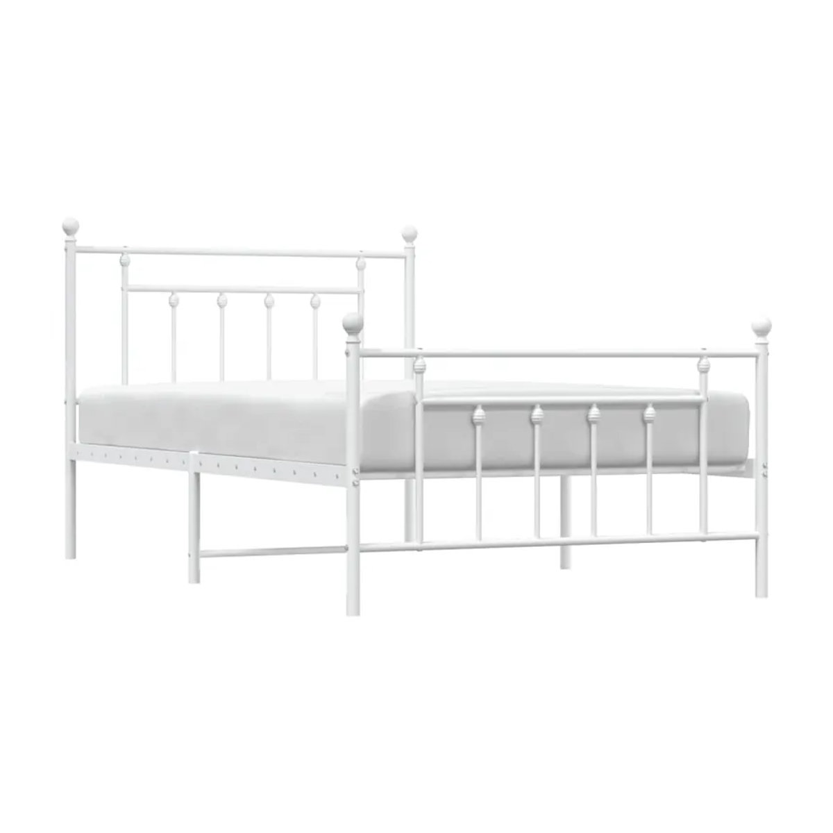 Vidaxl Metallbettgestell mit Kopfteil und Fußteil in Weiß, klassisches Design aus Stahl, Breite: 107 cm, Länge: 203 cm - Bild 2