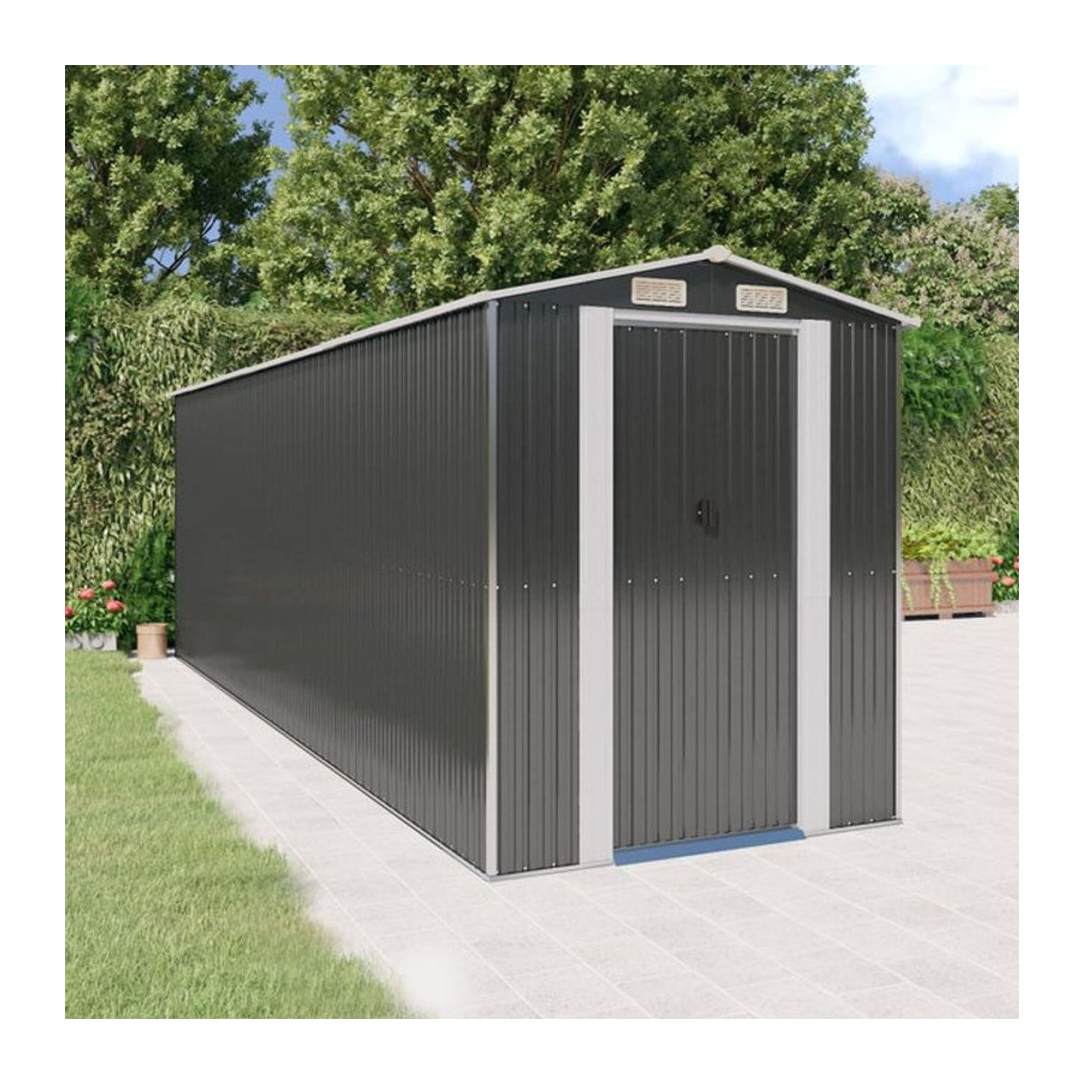 VIDAXL Moderner Gartenschuppen in Anthrazit, B/T/H: 606 x 192 x 223 cm - Bild 1