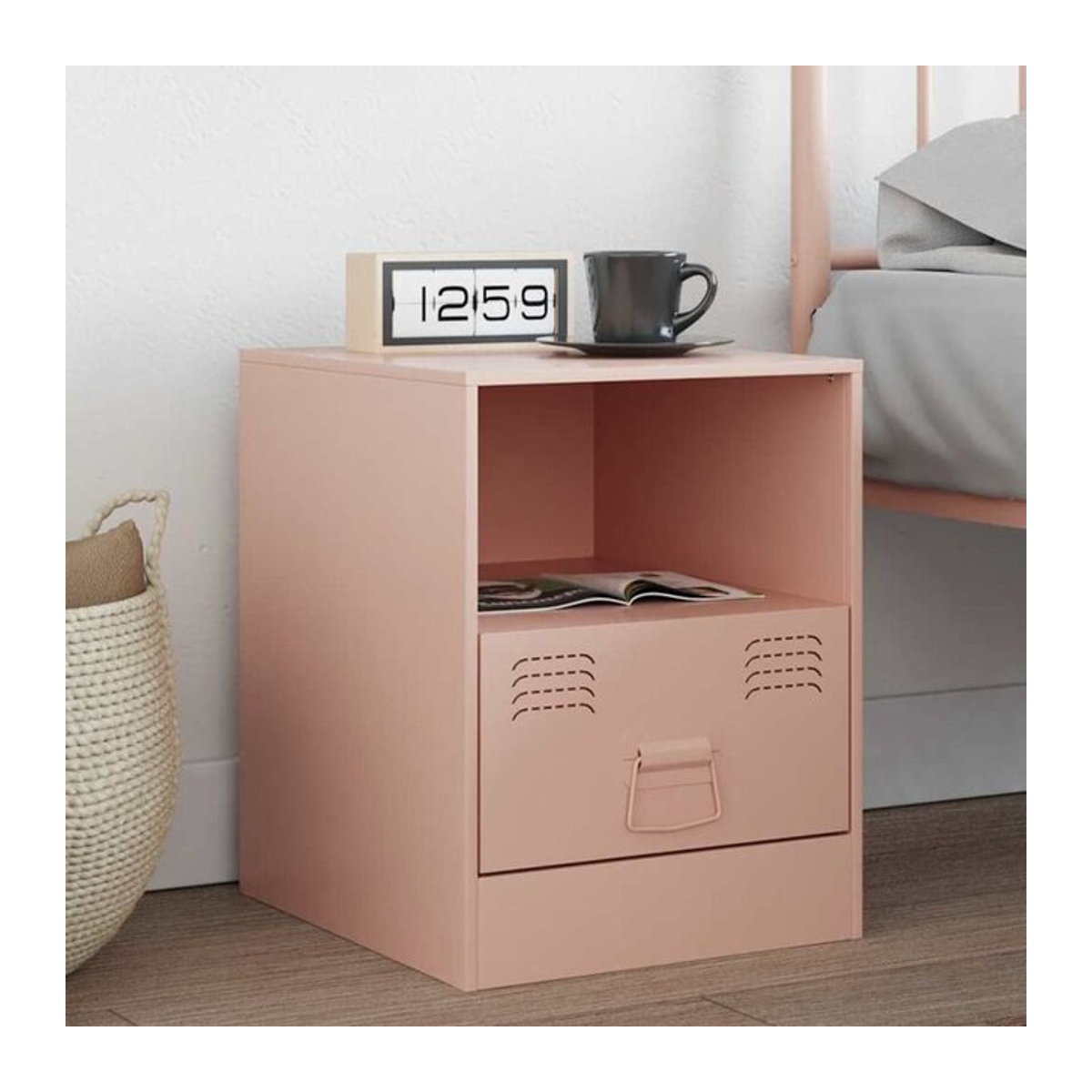 Vidaxl Nachttisch aus Stahl in Rosa im Industrial Design, B/T/H: 34,5 x 39 x 44 cm - Bild 1