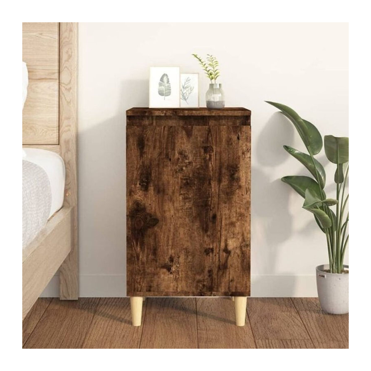 Vidaxl Nachttisch in Räuchereiche, Braun, Holzwerkstoff, B/T/H: 40 x 35 x 70 cm - Bild 1