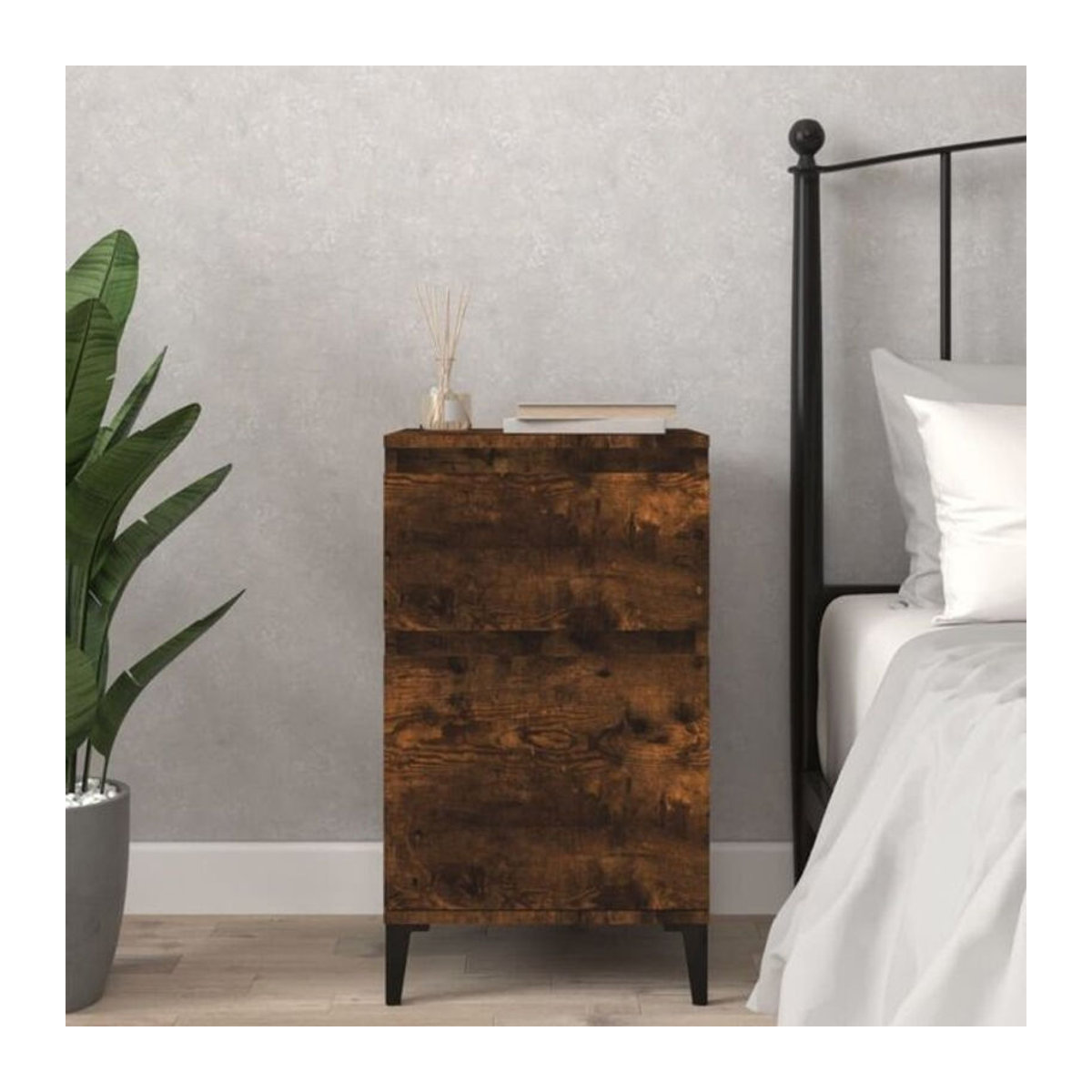 Vidaxl Nachttisch in Räuchereiche, Farbe Braun und Grau, B/T/H: 40 x 35 x 70 cm - Bild 1