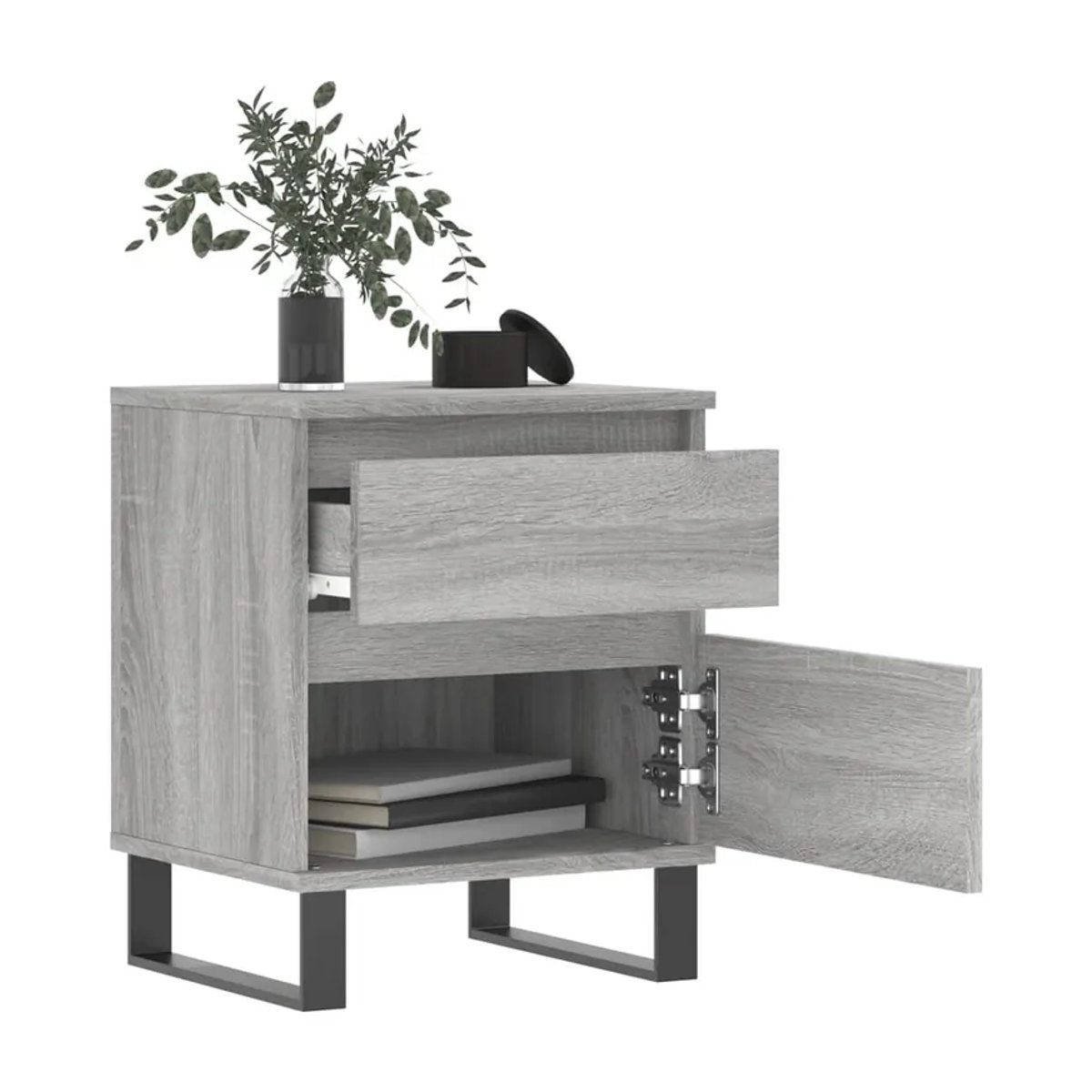 Vidaxl Nachttisch in Sonoma-Eiche Grau, Modernes Design aus Holzwerkstoff und Metall, B/T/H: 40 x 35 x 50 cm - Bild 6