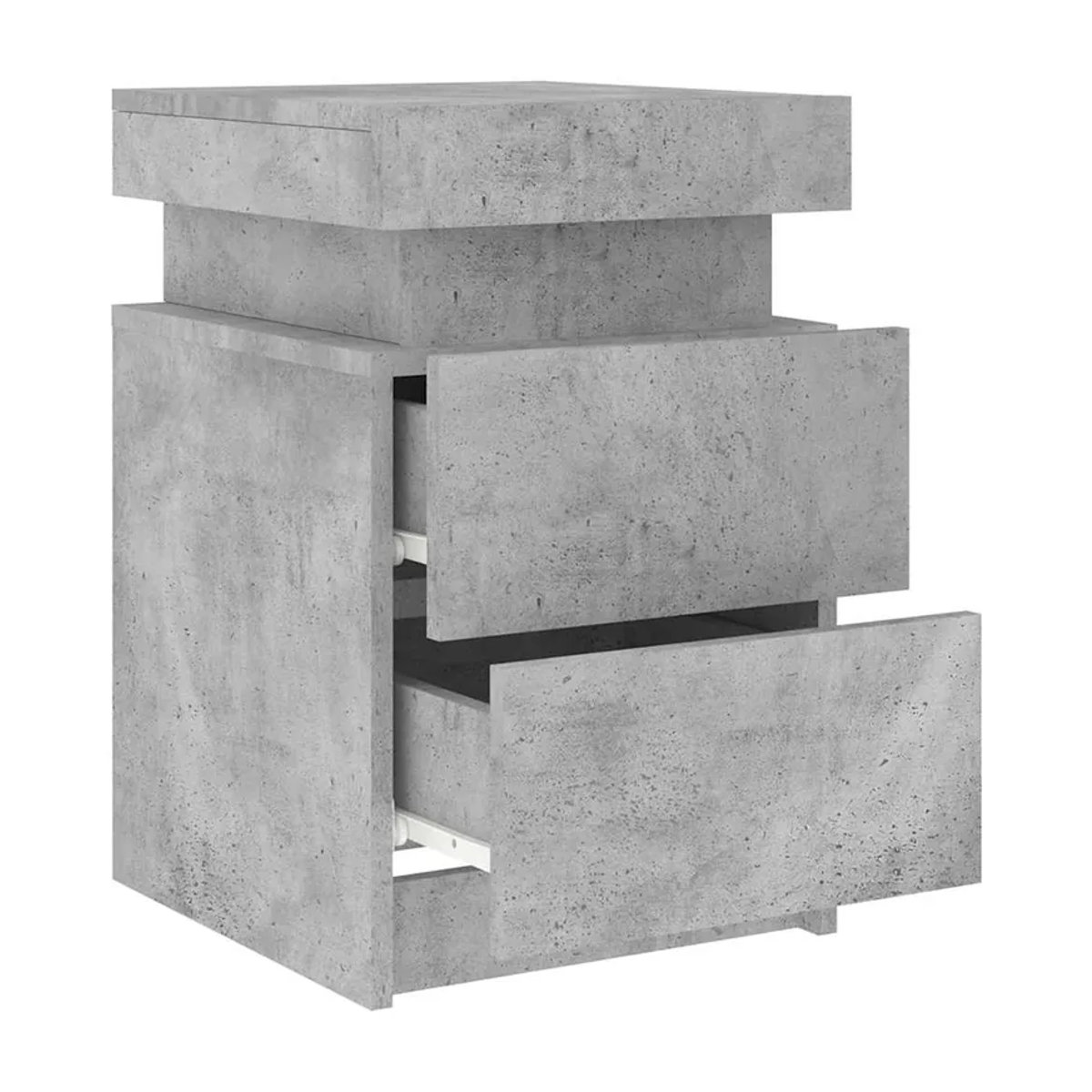 Vidaxl Nachttisch mit LED-Beleuchtung in Grau, Modernes Design aus Holzwerkstoff und Beton, B/T/H: 35 x 39 x 55 cm - Bild 2