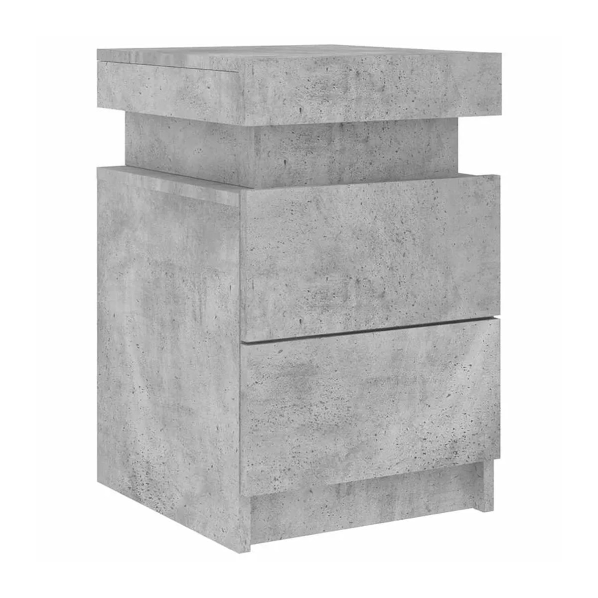 Vidaxl Nachttisch mit LED-Beleuchtung in Grau, Modernes Design aus Holzwerkstoff und Beton, B/T/H: 35 x 39 x 55 cm - Bild 4