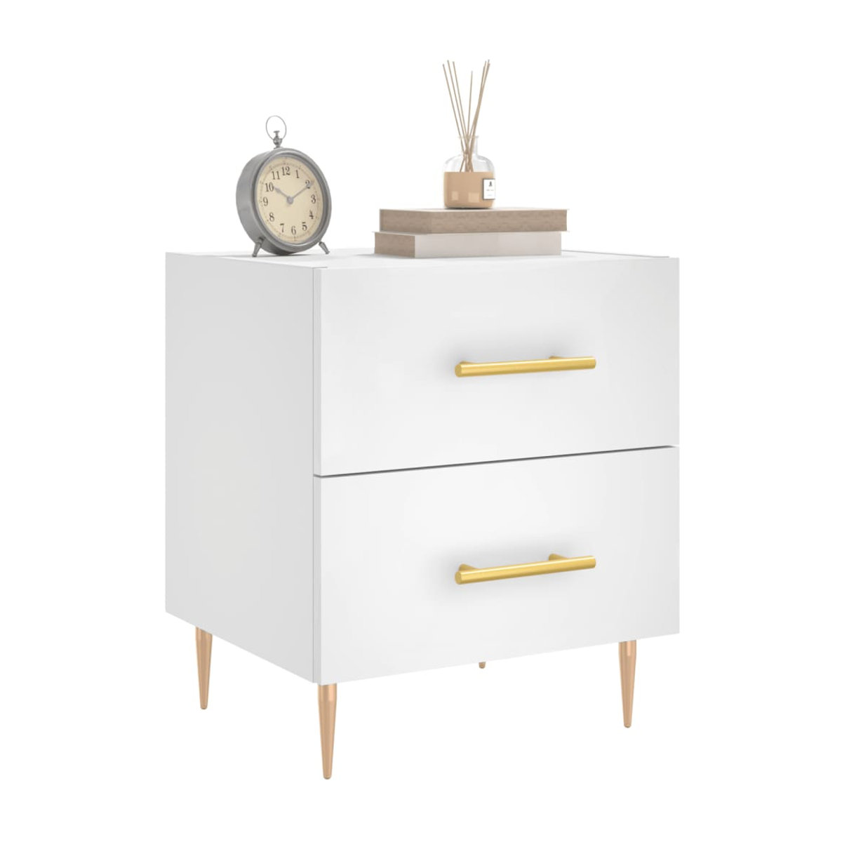 Vidaxl Nachttisch Modern in Weiß aus Holzwerkstoff und Metall, B/T/H: 40 x 35 x 47,5 cm - Bild 2