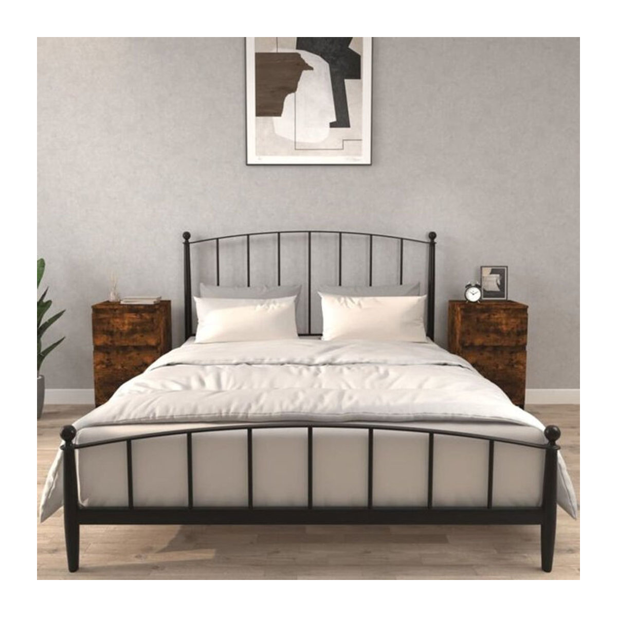 Vidaxl Nachttische 2er Set aus Räuchereiche und Metall, Braun/Grau, B/T/H: 40 x 35 x 70 cm - Bild 1