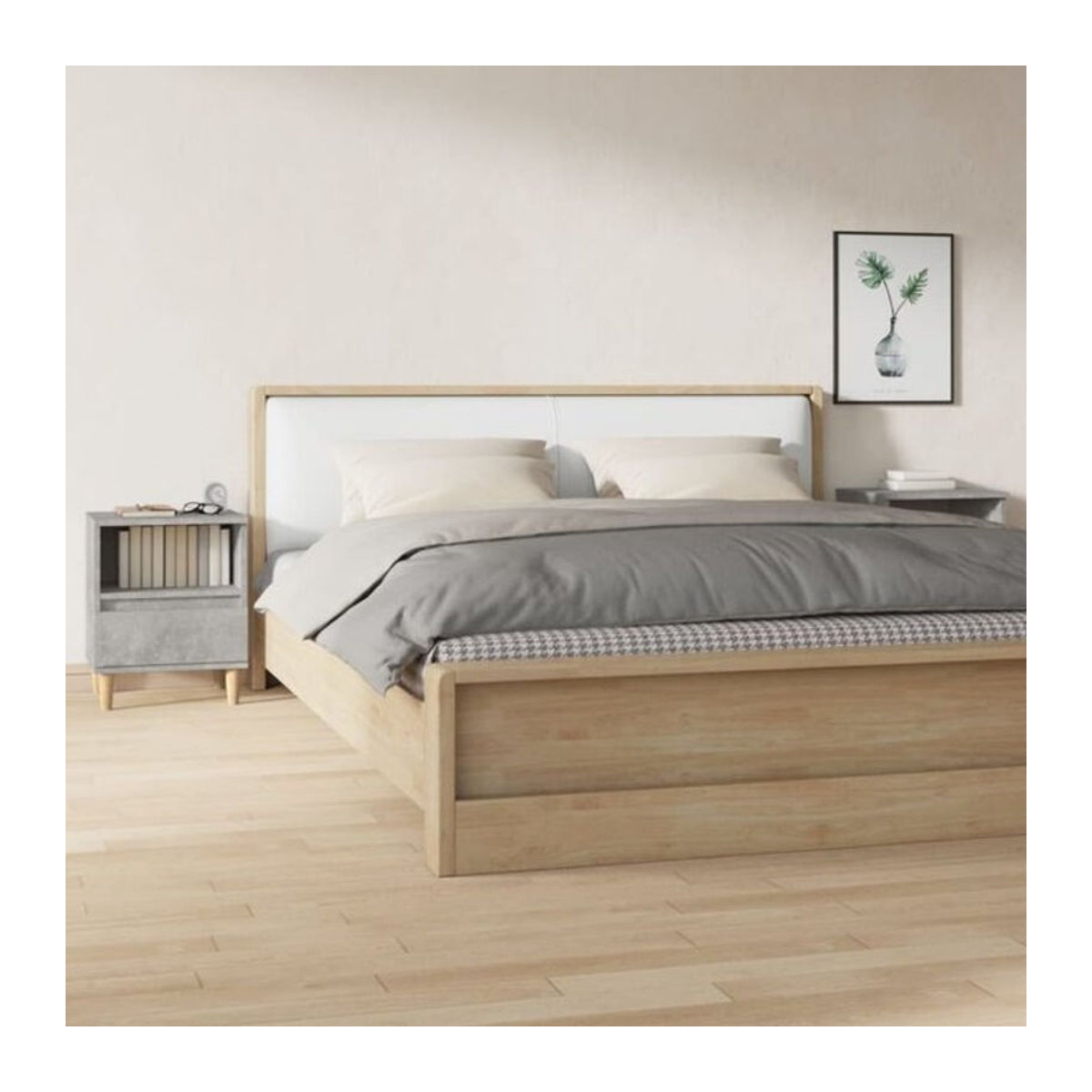 Vidaxl Nachttische 2er Set Grau Klassisch aus Holz B/T/H: 40 x 35 x 50 cm - Bild 1