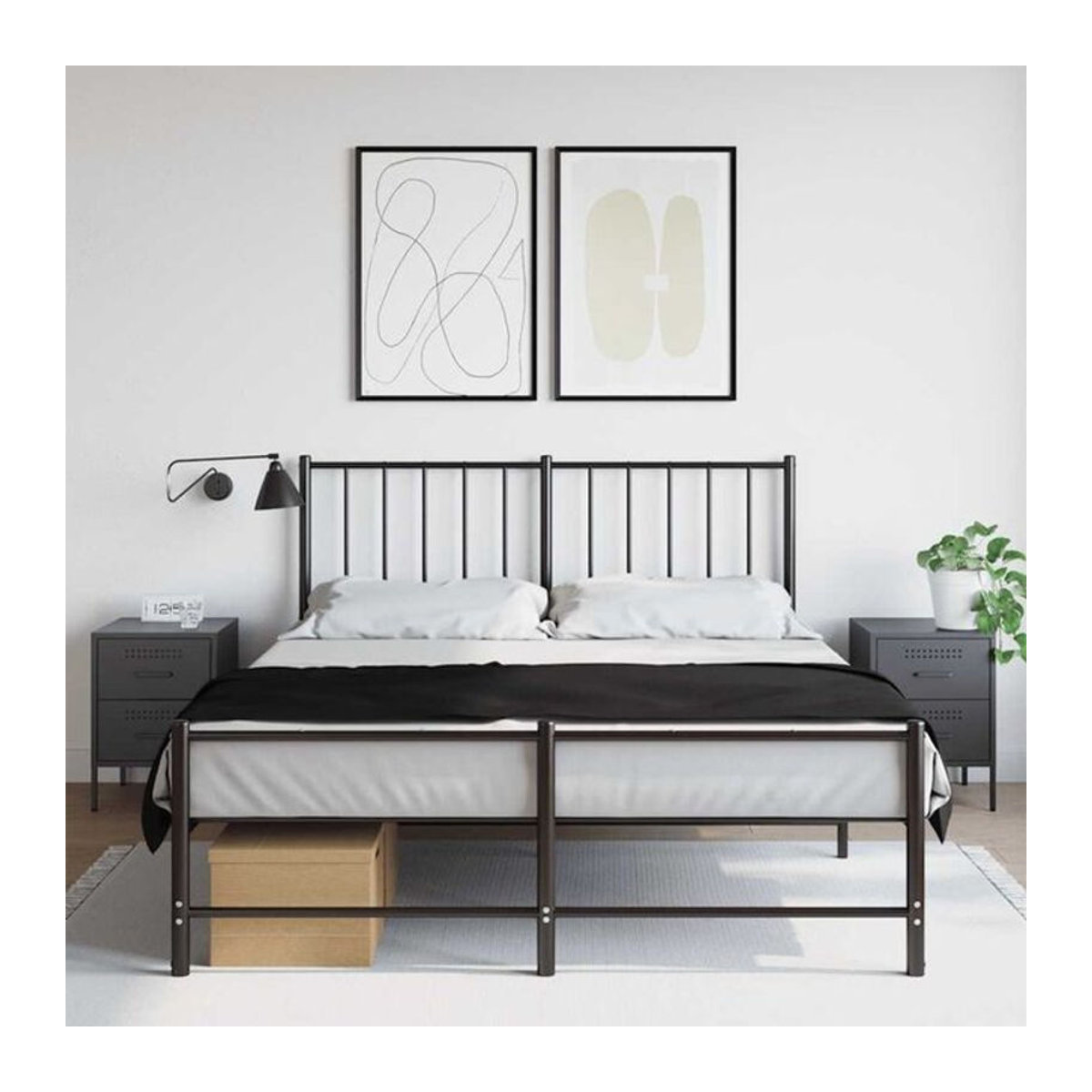 Vidaxl Nachttische 2er Set im Industrial Design aus Stahl in Anthrazit, B/T/H: 36 x 39 x 50,5 cm - Bild 1