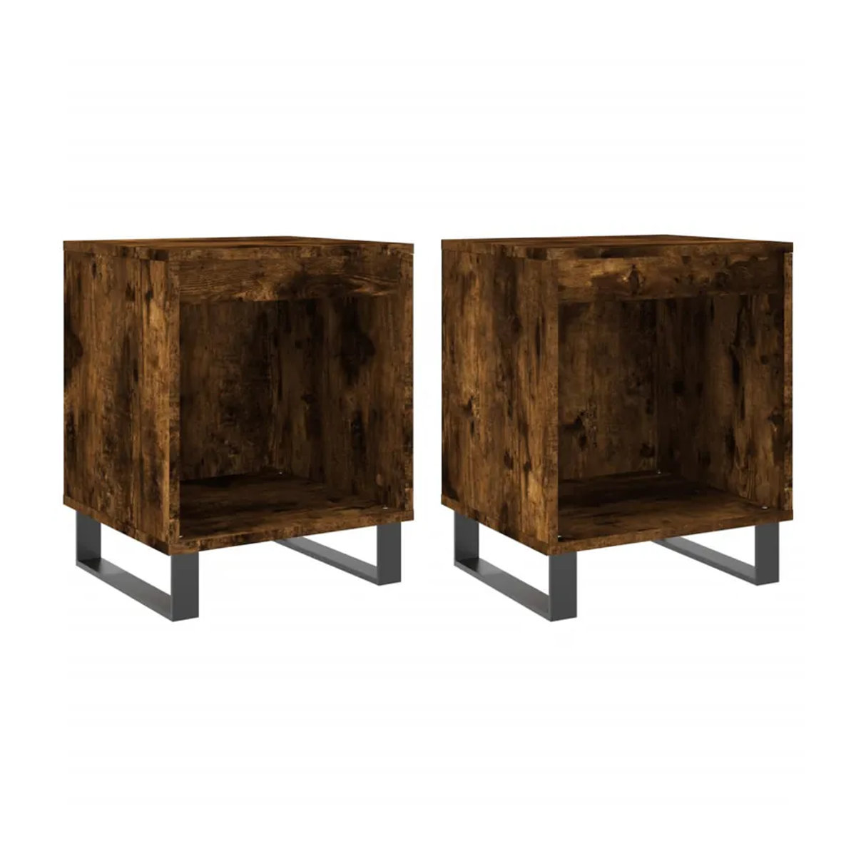 Vidaxl Nachttische 2er Set in Räuchereiche Braun im Industrial Design aus Holzwerkstoff und Metall B/T/H: 40 x 35 x 50 cm - Bild 3