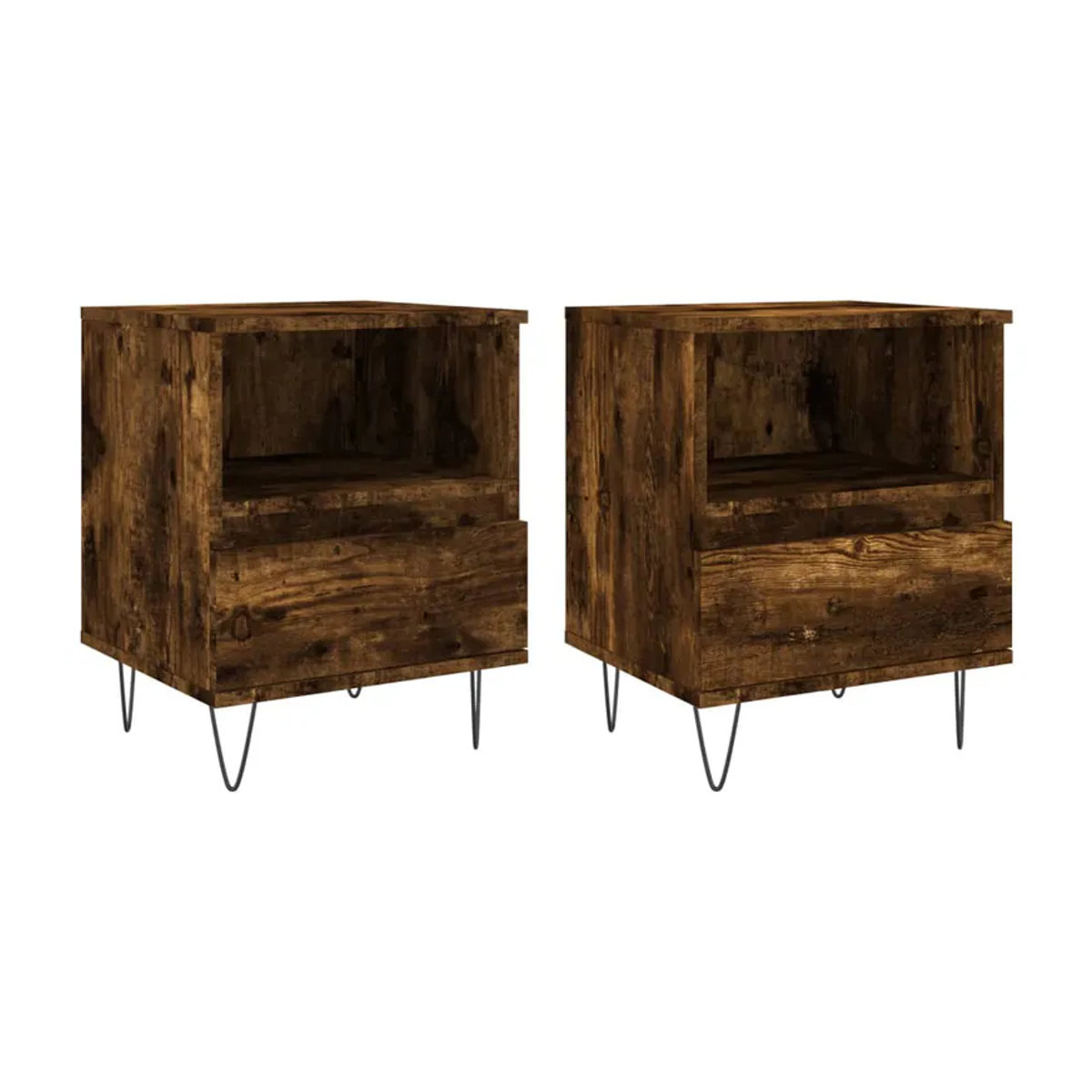 Vidaxl Nachttische 2er-Set in Räuchereiche Braun im Industrial Design, B/T/H: 40 x 35 x 50 cm - Bild 1