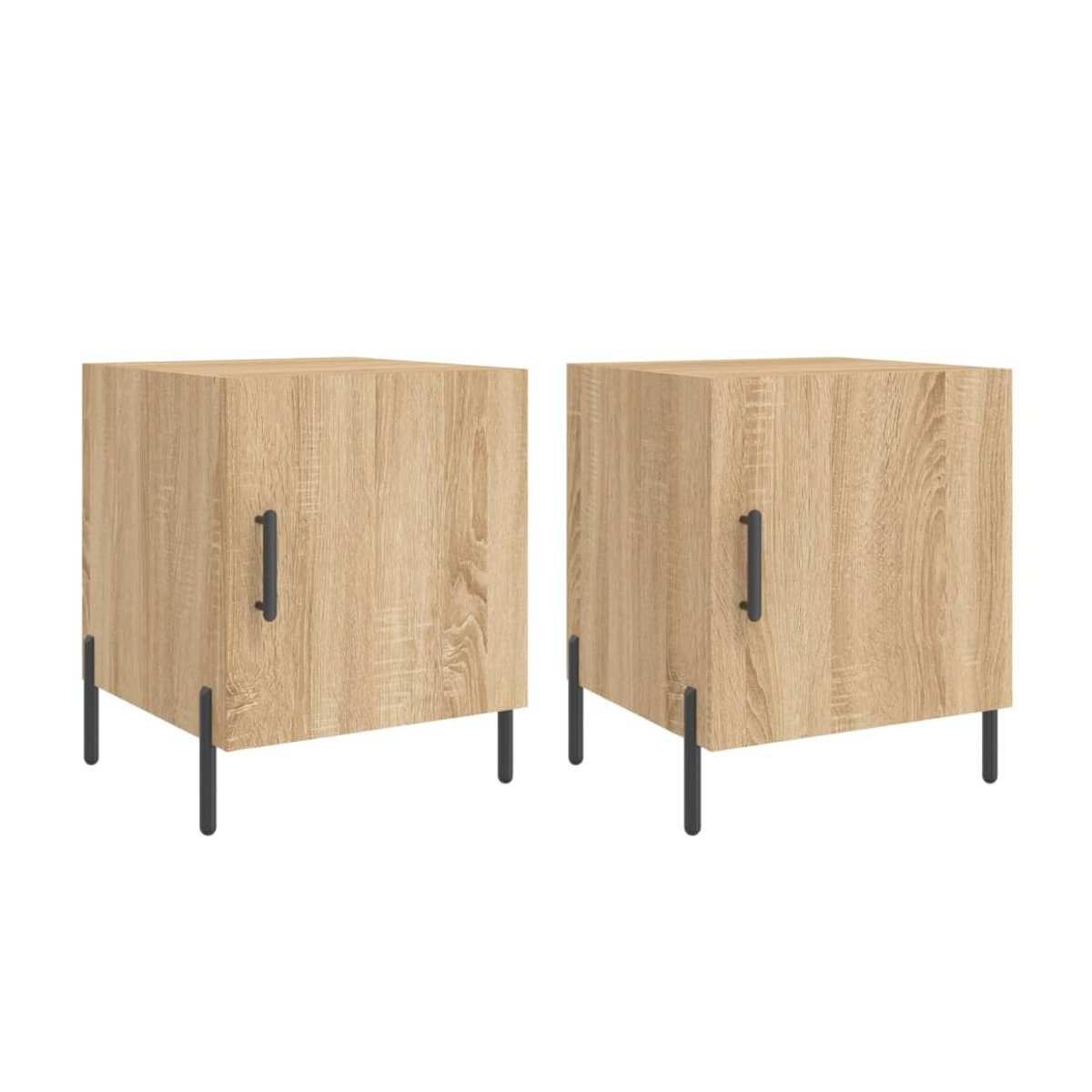 Vidaxl Nachttische 2er Set Modern Sonoma-Eiche aus Holzwerkstoff und Metall B/T/H: 40 x 40 x 50 cm - Bild 3