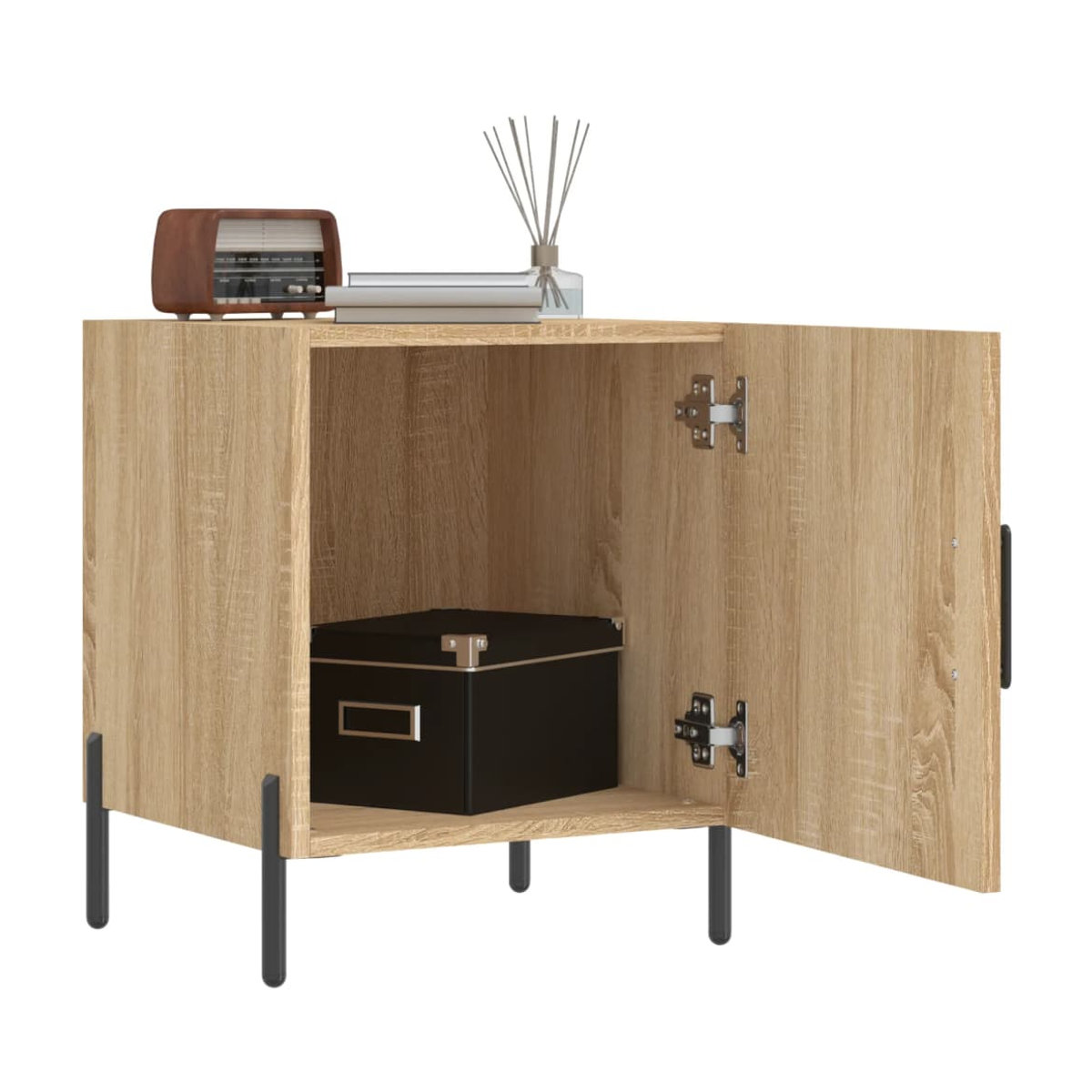 Vidaxl Nachttische 2er Set Modern Sonoma-Eiche aus Holzwerkstoff und Metall B/T/H: 40 x 40 x 50 cm - Bild 4