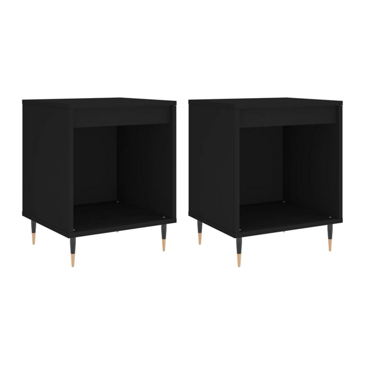 Vidaxl Nachttische 2er Set Schwarz aus Holzwerkstoff und Metall im modernen klassischen Design B/T/H: 40 x 35 x 50 cm - Bild 1
