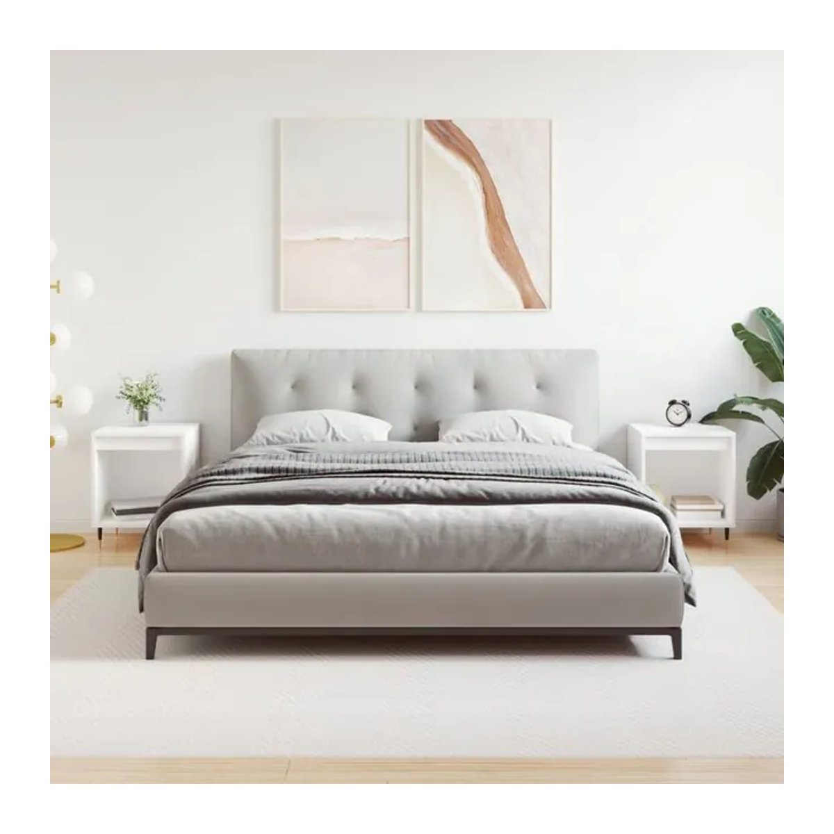 Vidaxl Nachttische im 2er-Set, Weiß, Modernes Design aus Holzwerkstoff und Metall, B/T/H: 40 x 35 x 50 cm - Bild 1