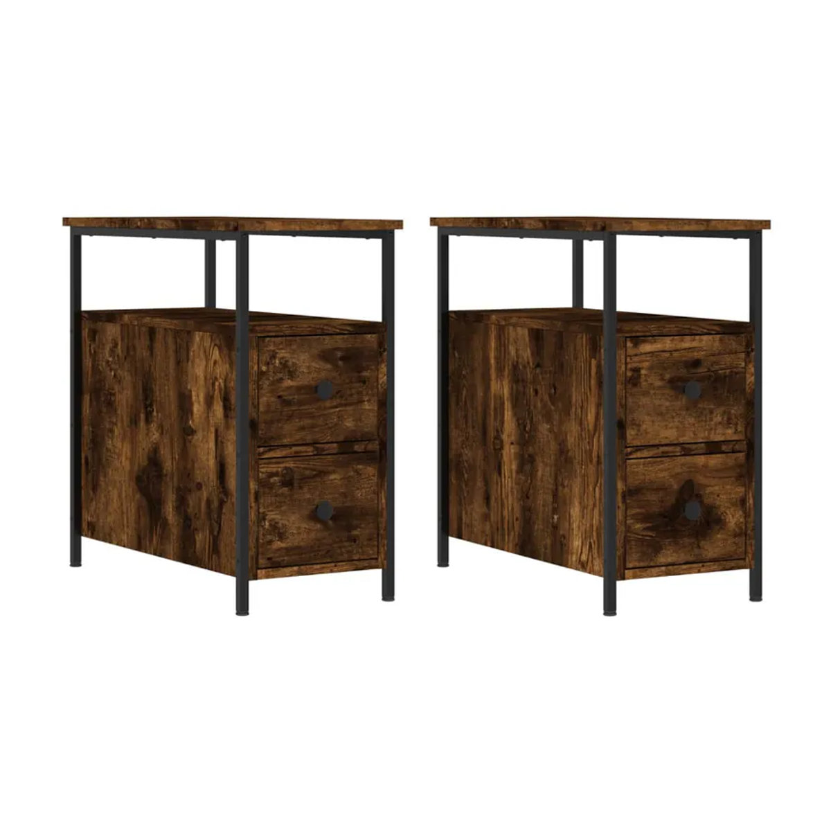Vidaxl Nachttische im Industrial Design, 2er Set, Braun, B/T/H: 30 x 60 x 60 cm - Bild 6