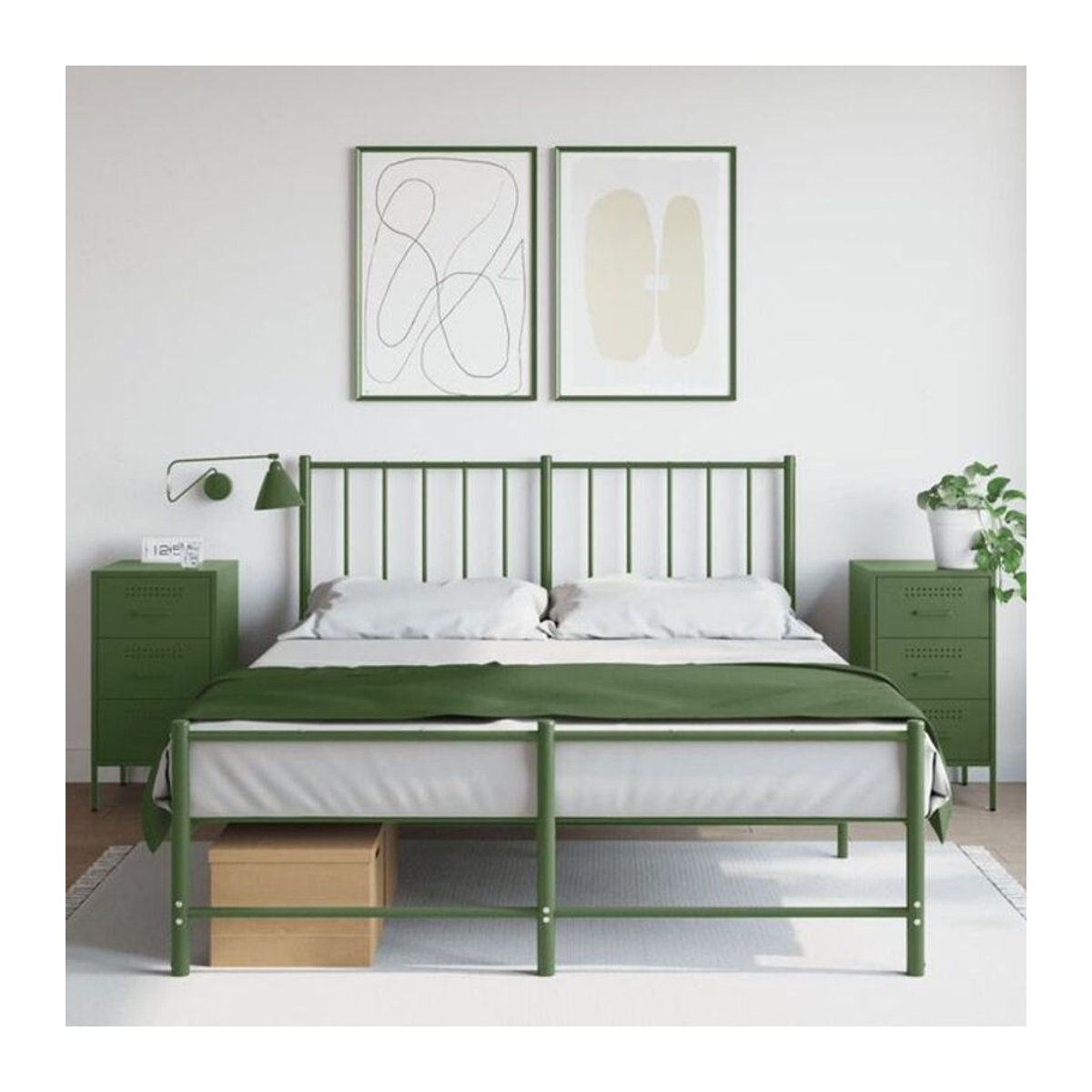 Vidaxl Nachttische im Industrial Design aus Stahl, 2er Set, Grün, B/T/H: 36 x 39 x 68 cm - Bild 1