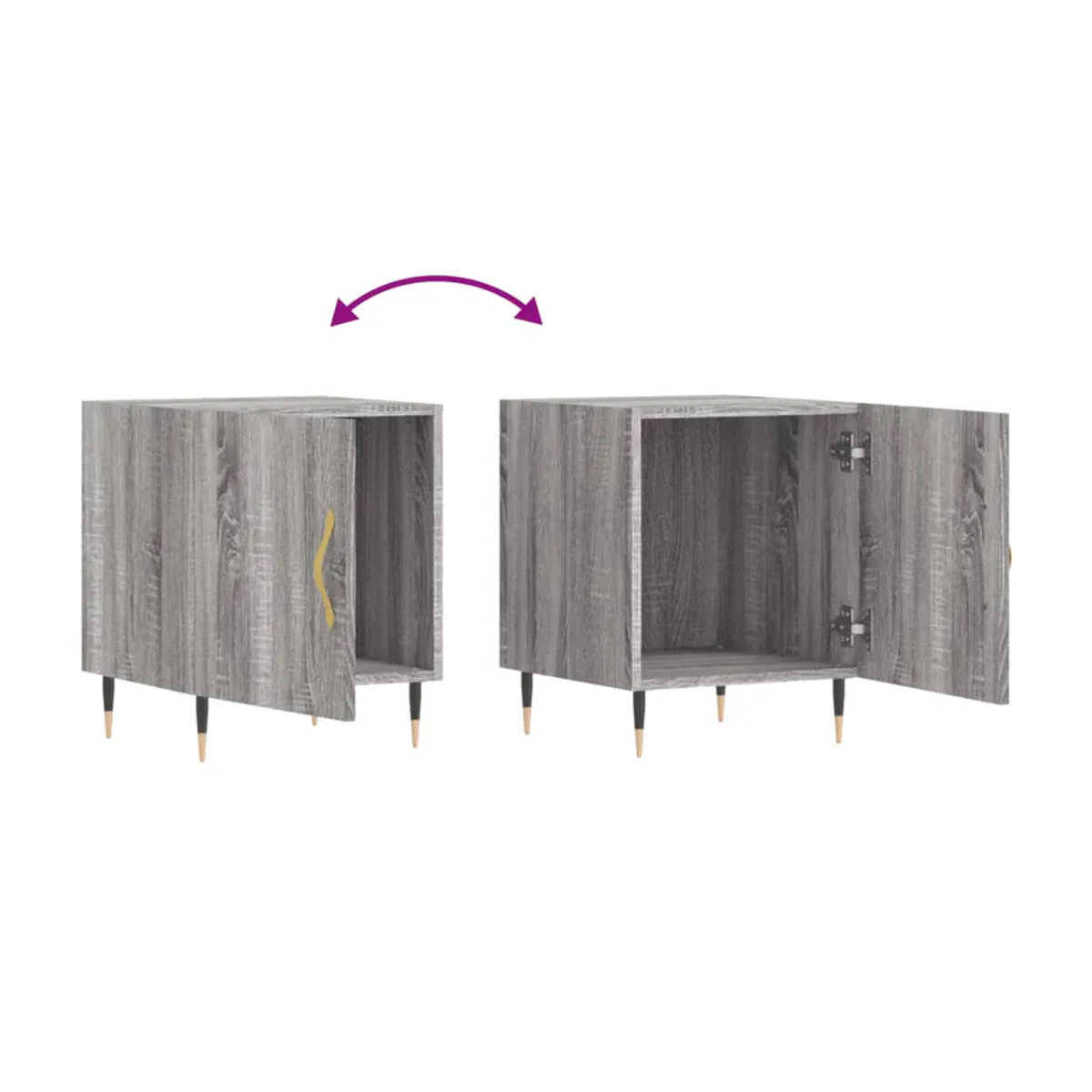 Vidaxl Nachttische Set 2 Stück in Sonoma-Eiche Grau im Modernen und Retro Design aus Holzwerkstoff und Metall B/T/H: 40 x 40 x 50 cm - Bild 1
