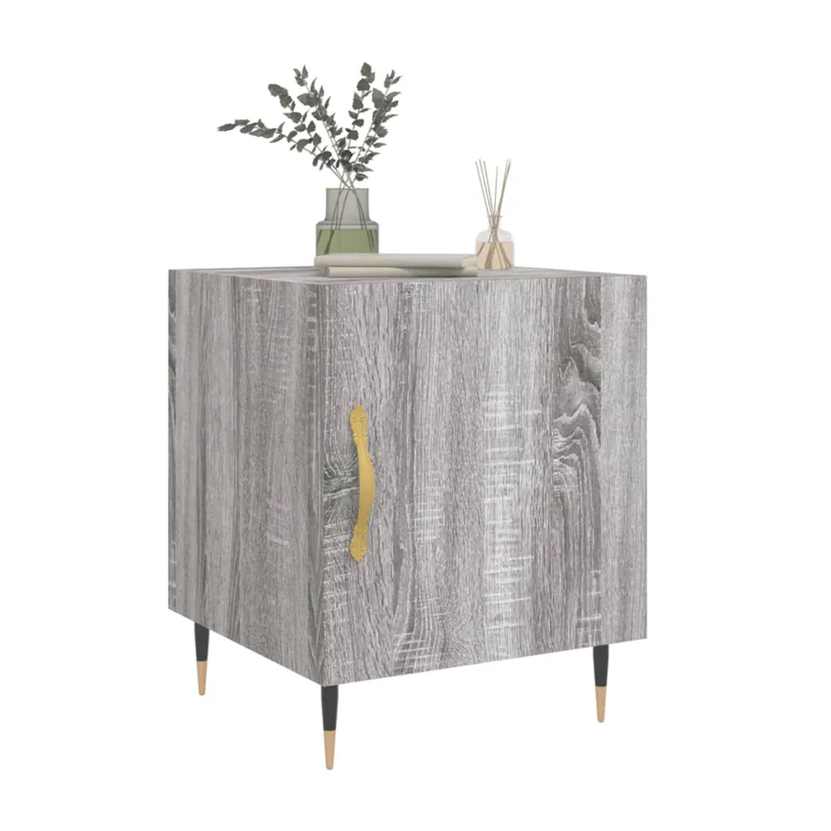 Vidaxl Nachttische Set 2 Stück in Sonoma-Eiche Grau im Modernen und Retro Design aus Holzwerkstoff und Metall B/T/H: 40 x 40 x 50 cm - Bild 3