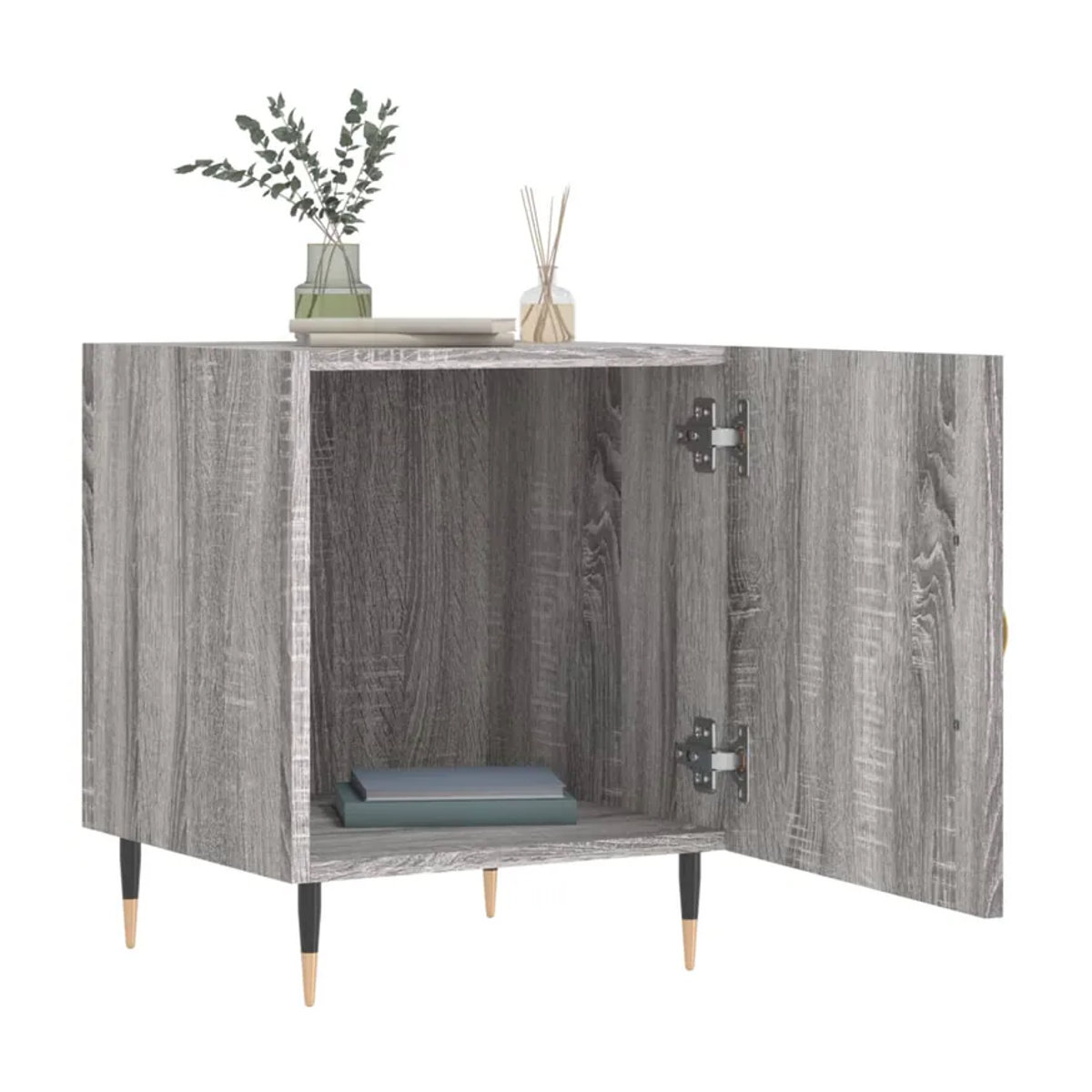 Vidaxl Nachttische Set 2 Stück in Sonoma-Eiche Grau im Modernen und Retro Design aus Holzwerkstoff und Metall B/T/H: 40 x 40 x 50 cm - Bild 5