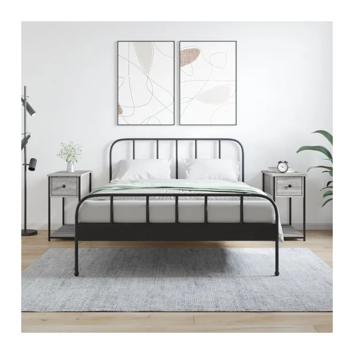Vidaxl Nachttische Set aus 2 Stück in Grau, Modernes Design, B/T/H: 30 x 60 x 60 cm - Bild 1