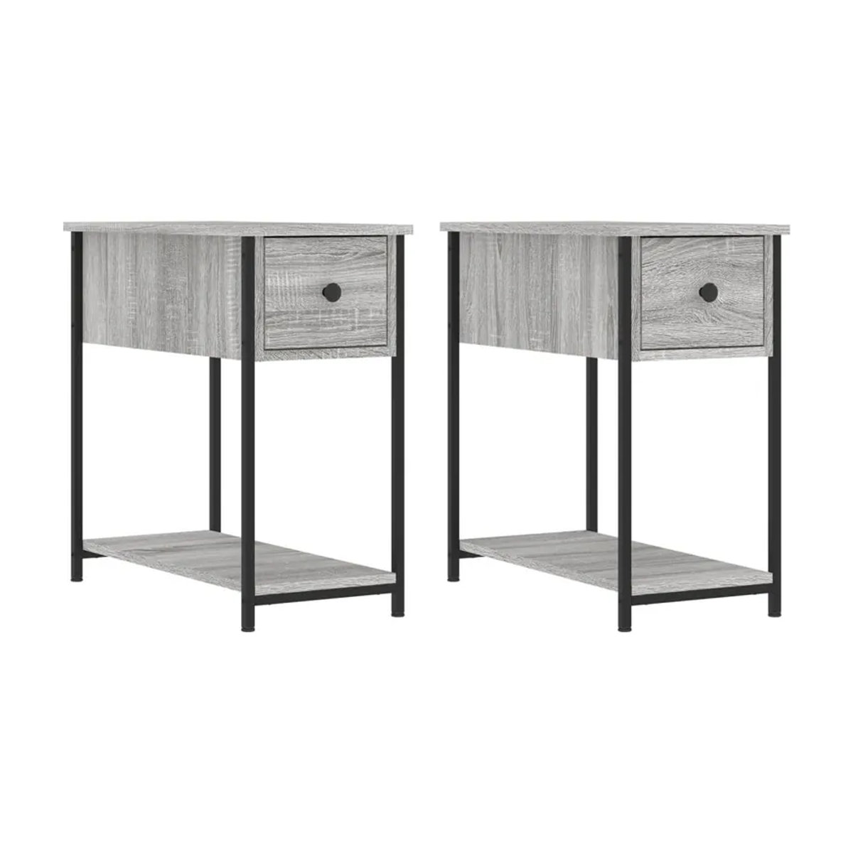 Vidaxl Nachttische Set aus 2 Stück in Grau, Modernes Design, B/T/H: 30 x 60 x 60 cm - Bild 2