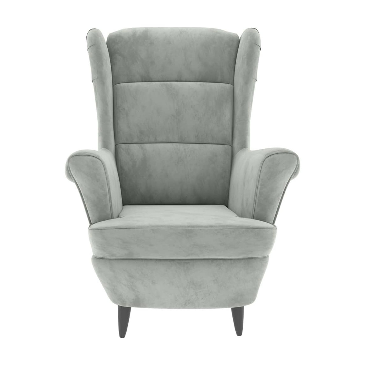 Vidaxl Ohrensessel mit Fußhocker aus Samt in Grau mit Holzgestell im klassischen Design - Bild 2