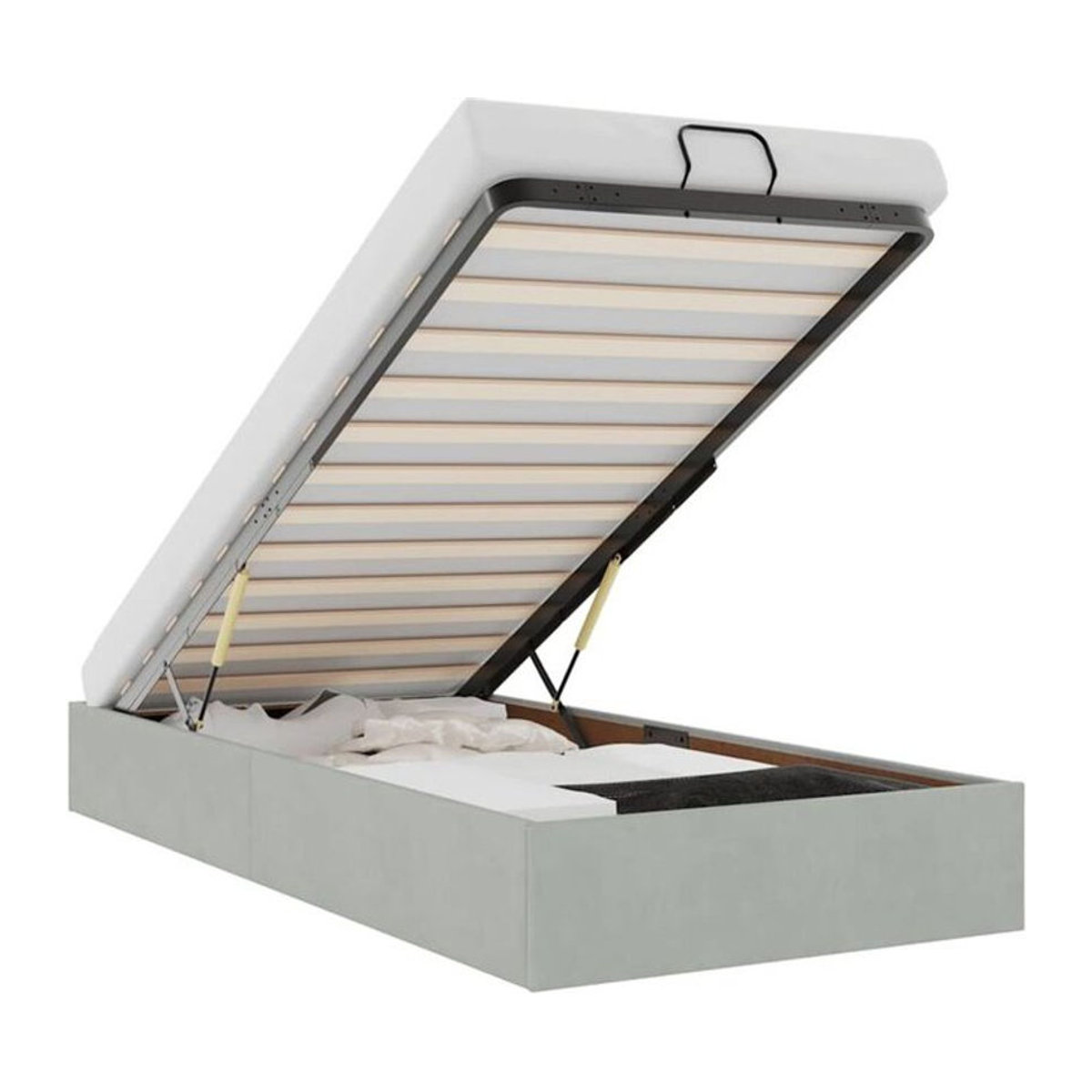 Vidaxl Ottoman Polsterbett aus Samt und Metall in Grau, B/T: 100 x 200 cm, ohne Matratze - Bild 1