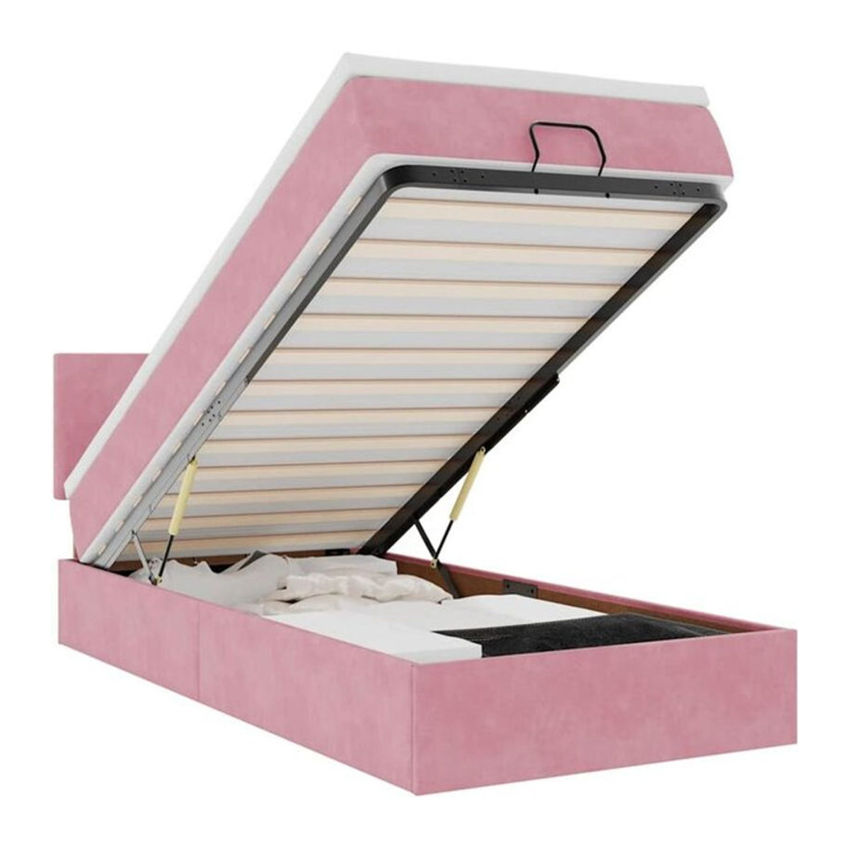 vidaxl Ottoman Polsterbett mit Matratze aus Samt in Rosa, B/T: 80 x 200 cm - Bild 1