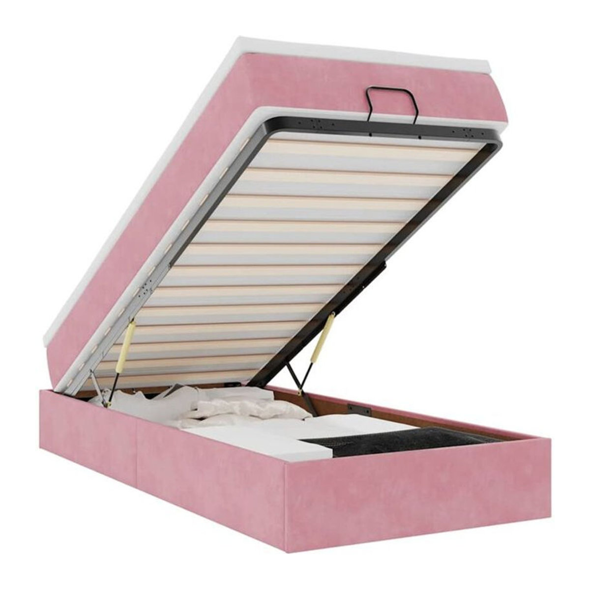 Vidaxl Ottoman Polsterbett mit Matratze aus Samt in Rosa und Weiß B/T/H: 80 x 200 x 23,5 cm - Bild 1