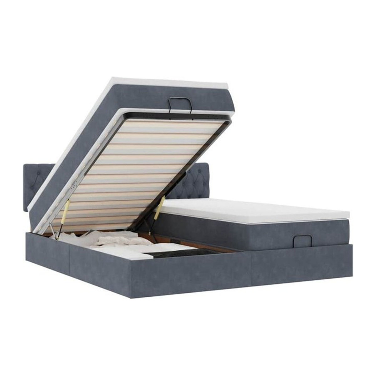 Vidaxl Ottoman Polsterbett mit Matratze und LED in Dunkelgrau, B/T/H: 180 x 200 x 88 cm - Bild 1