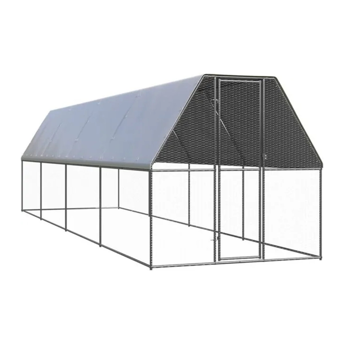 Vidaxl Outdoor-Hühnerkäfig aus verzinktem Stahl in Silber und Grau, B/H/T: 2 x 8 x 2 m - Bild 1