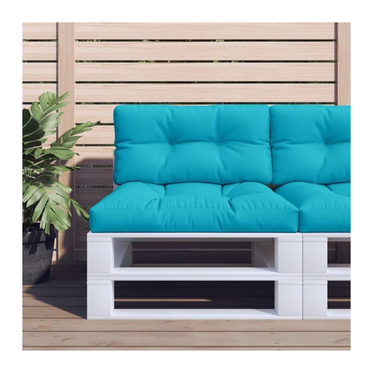 Vidaxl Palettenkissen 2er Set aus Polyester in Blau, quadratisch und Uni - Bild 1