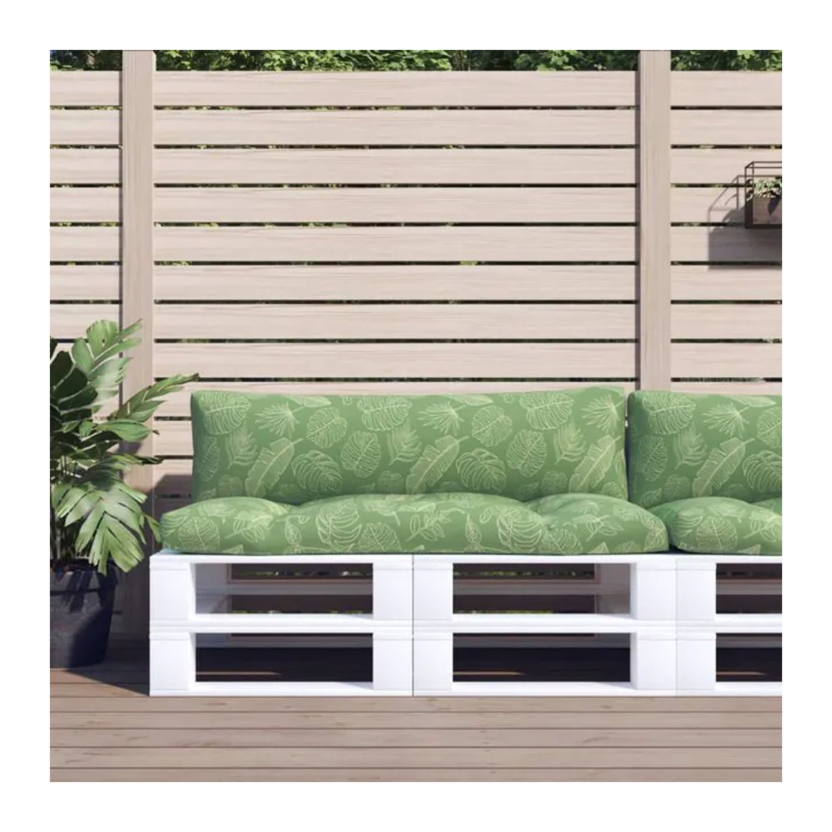 Vidaxl Palettenkissen Set aus 2 Stück mit Blumenmuster in Grün aus Oxford-Gewebe - Bild 1