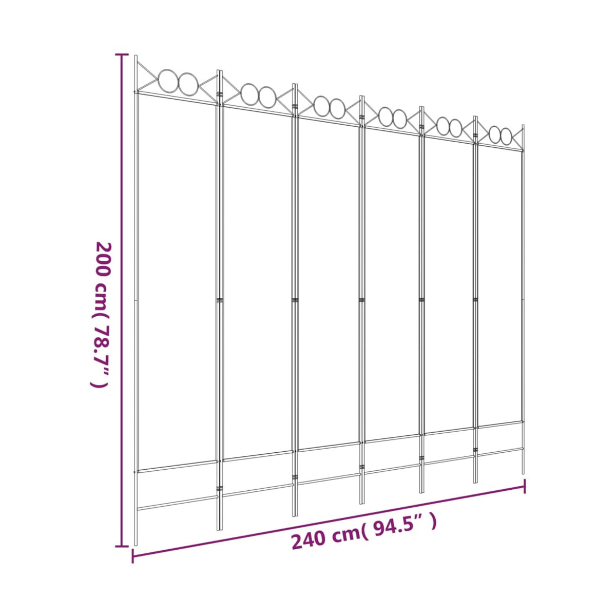 Vidaxl Paravent 6-teilig in Anthrazit, modern und freistehend, B/H: 240 x 200 cm - Bild 2