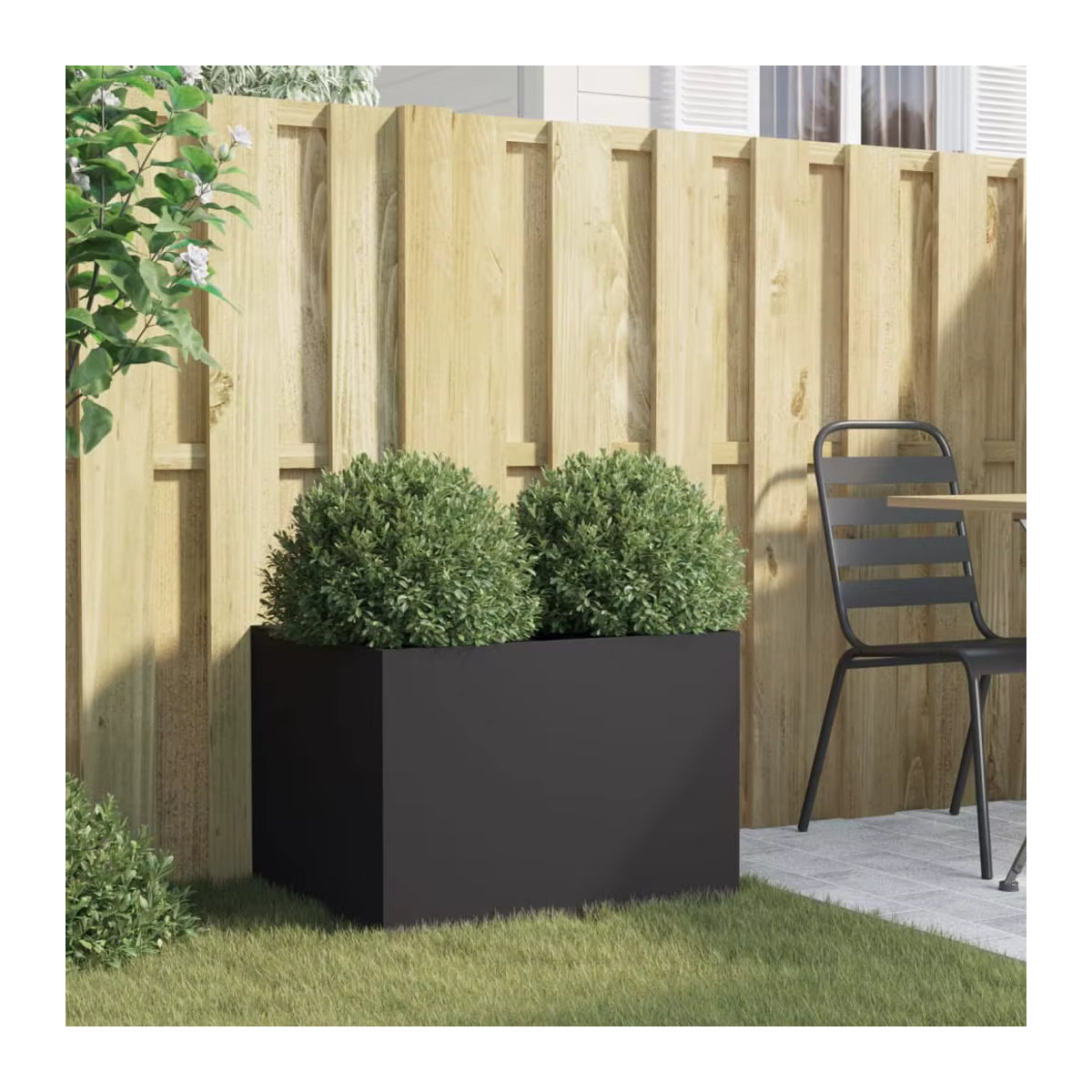 VIDAXL Pflanzkübel aus Stahl in Schwarz für den Garten und Balkon, B/T/H: 62 x 47 x 46 cm - Bild 3