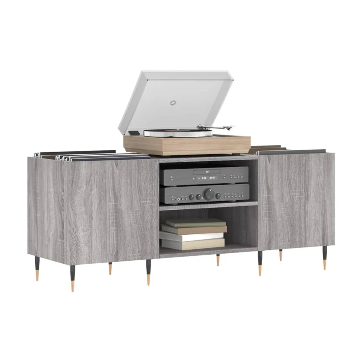Vidaxl Plattenschrank in Grau im Industrial-Design mit Drehtüren, B/T/H: 121 x 48 x 48 cm - Bild 2