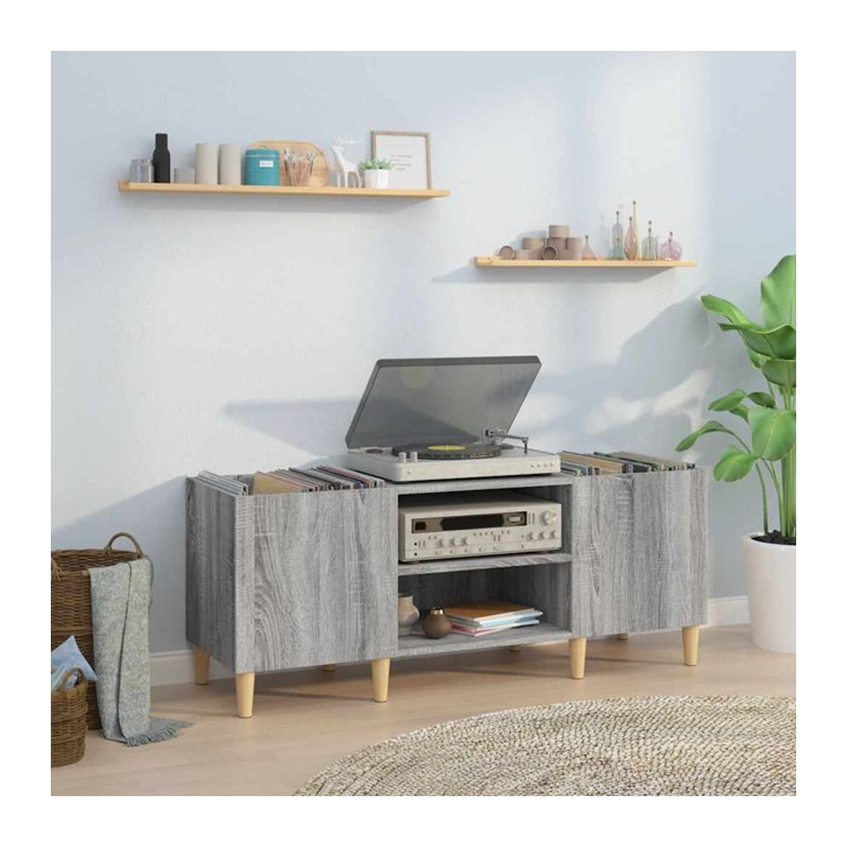 Vidaxl Plattenschrank in Grau mit Drehtüren, B/H/T: 121 x 48 x 38 cm - Bild 1