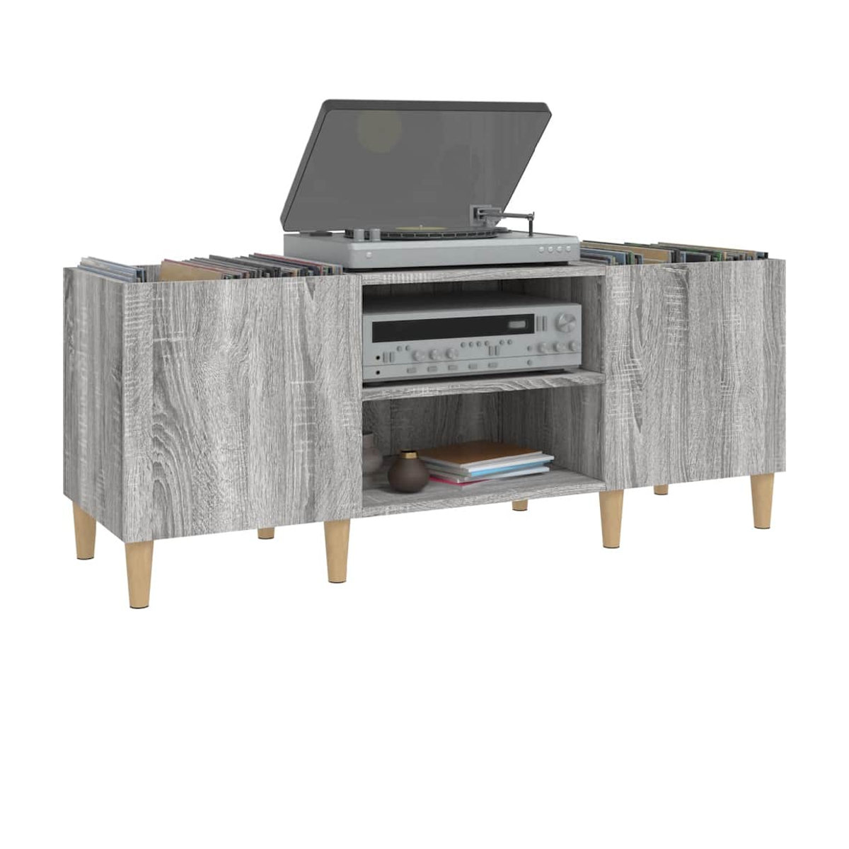Vidaxl Plattenschrank in Grau mit Drehtüren, B/H/T: 121 x 48 x 38 cm - Bild 3