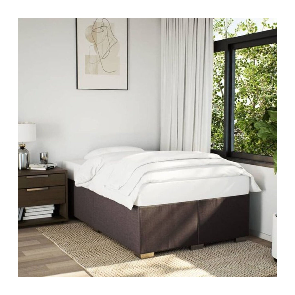 vidaxl Polsterbett aus Kiefer und Stoff in Braun B/T/H: 120 x 190 x 46 cm - Bild 1