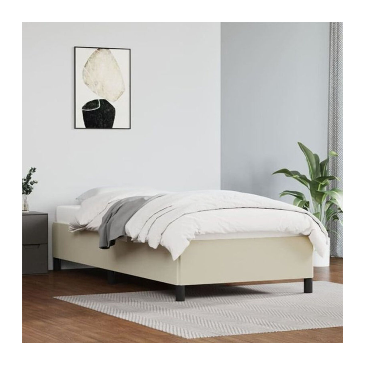 vidaxl Polsterbett aus Kunstleder in Beige B/T/H: 90 x 200 cm - Bild 1