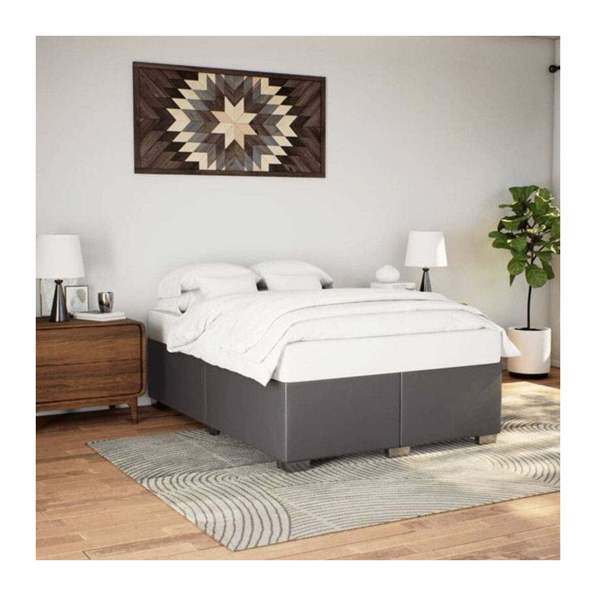Vidaxl Polsterbett aus Kunstleder und Holzwerkstoff in Grau, B/T/H: 140 x 200 cm - Bild 1