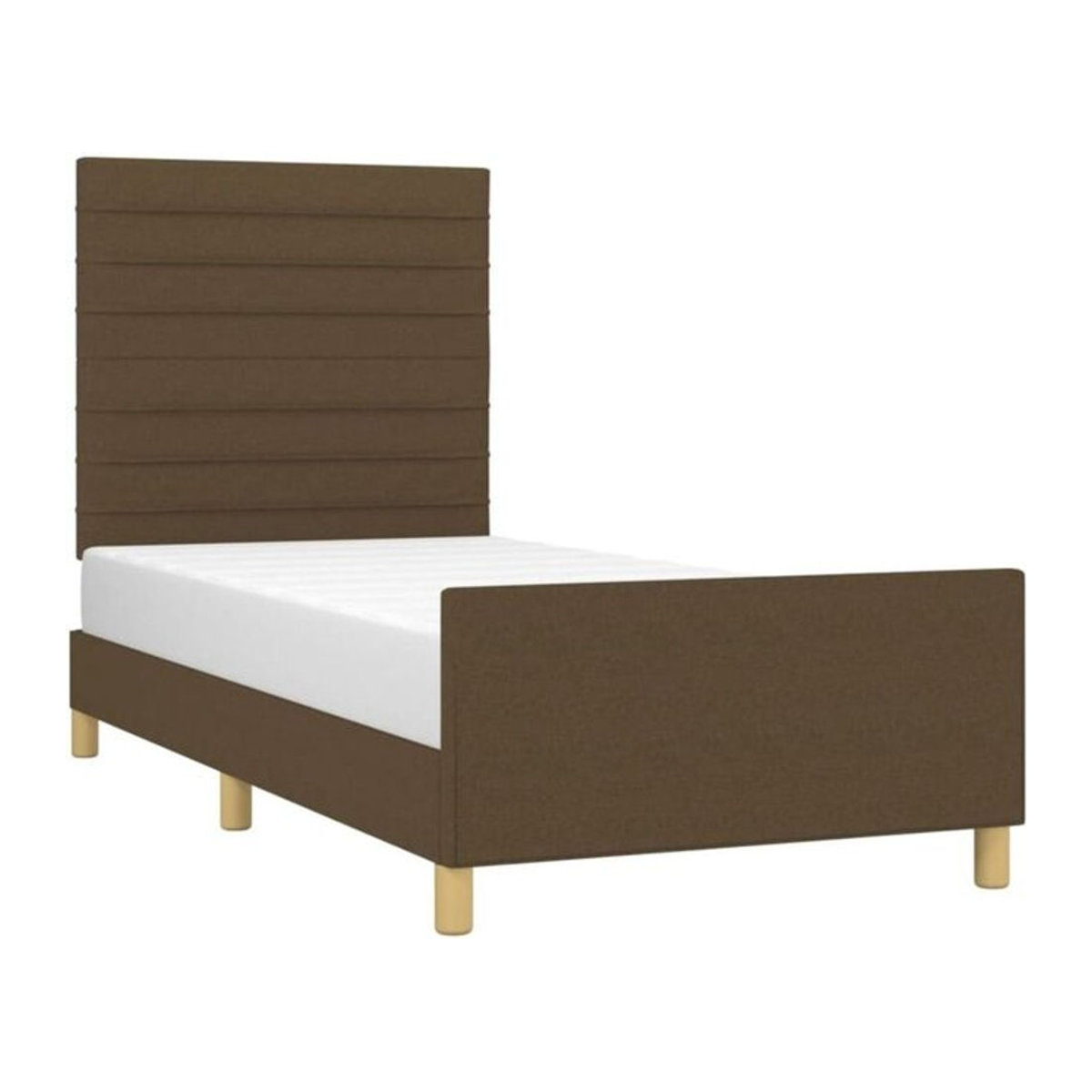 vidaxl Polsterbett aus Massivholz und Stoff in Braun B/T/H: 100 x 200 cm ohne Matratze - Bild 1