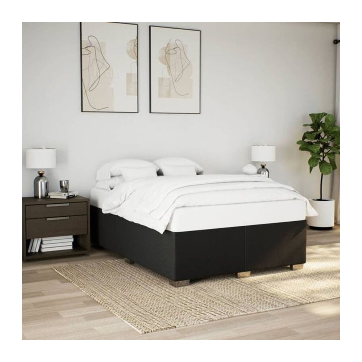 vidaxl Polsterbett aus Massivholz und Stoff in Schwarz B/T/H: 160 x 200 cm - Bild 1