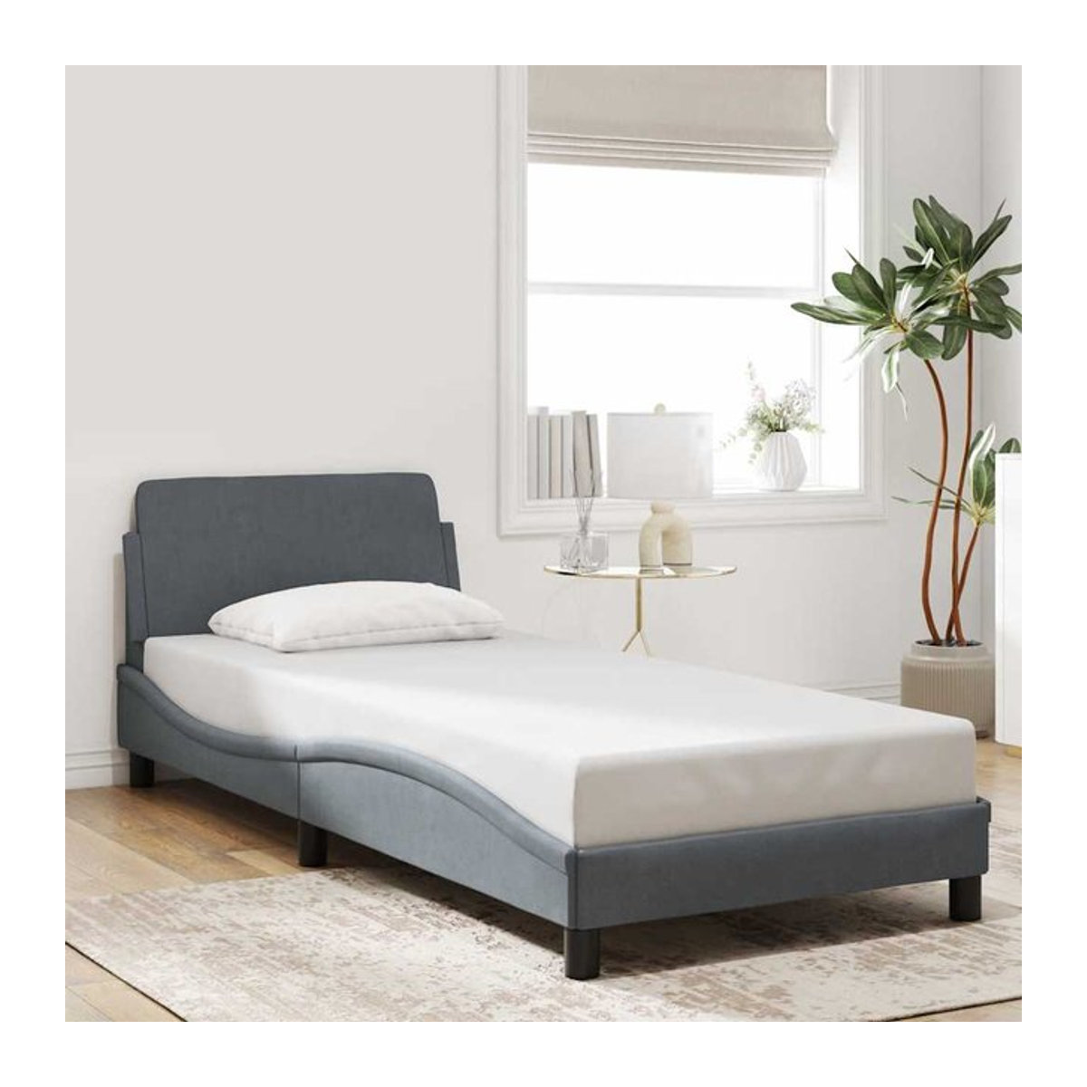 Vidaxl Polsterbett aus Samt in Anthrazit, B/T/H: 90 x 200 cm - Bild 1