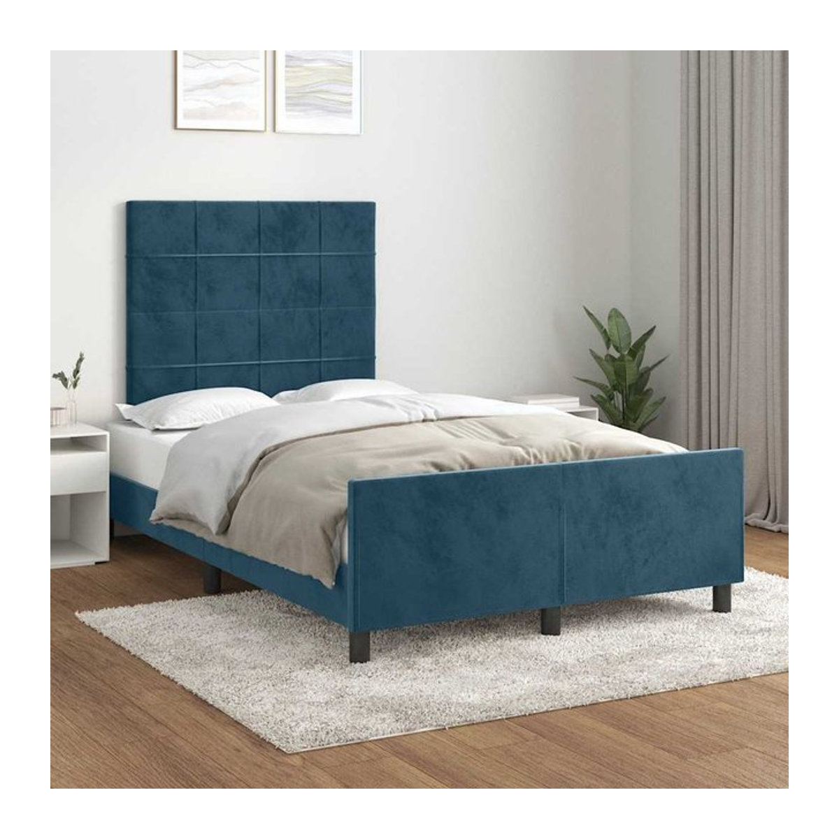 Vidaxl Polsterbett aus Samt in Blau, B/T: 120 x 200 cm - Bild 1