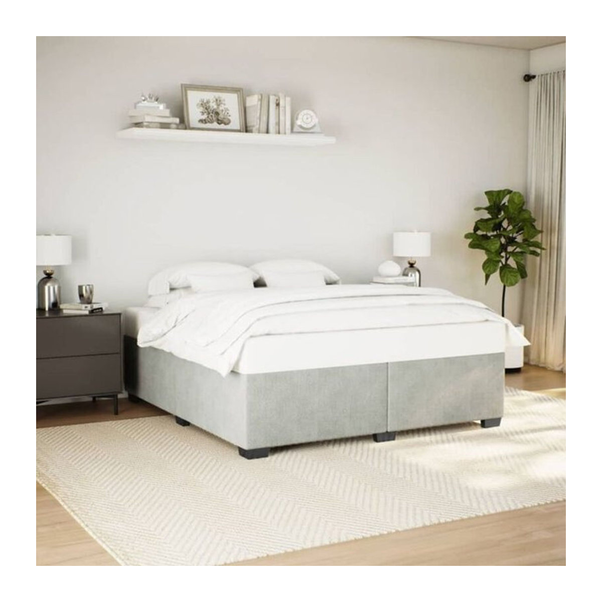 Vidaxl Polsterbett aus Samt in Grau, B/T: 180 x 200 cm - Bild 1