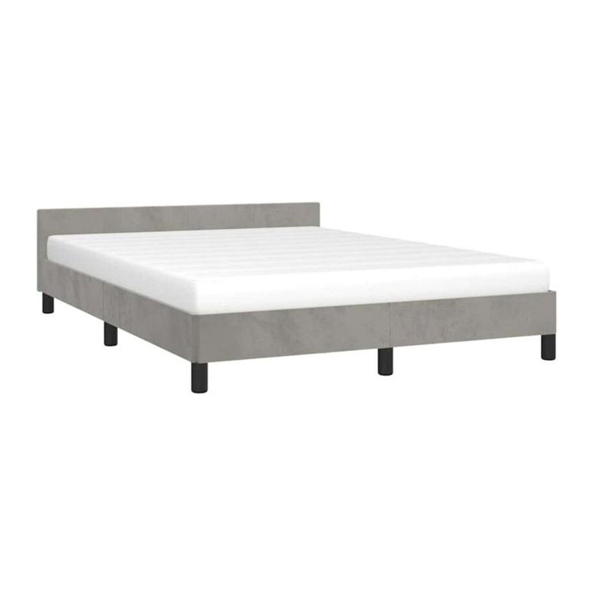Vidaxl Polsterbett aus Samt in Grau, B/T/H: 140 x 200 cm - Bild 1